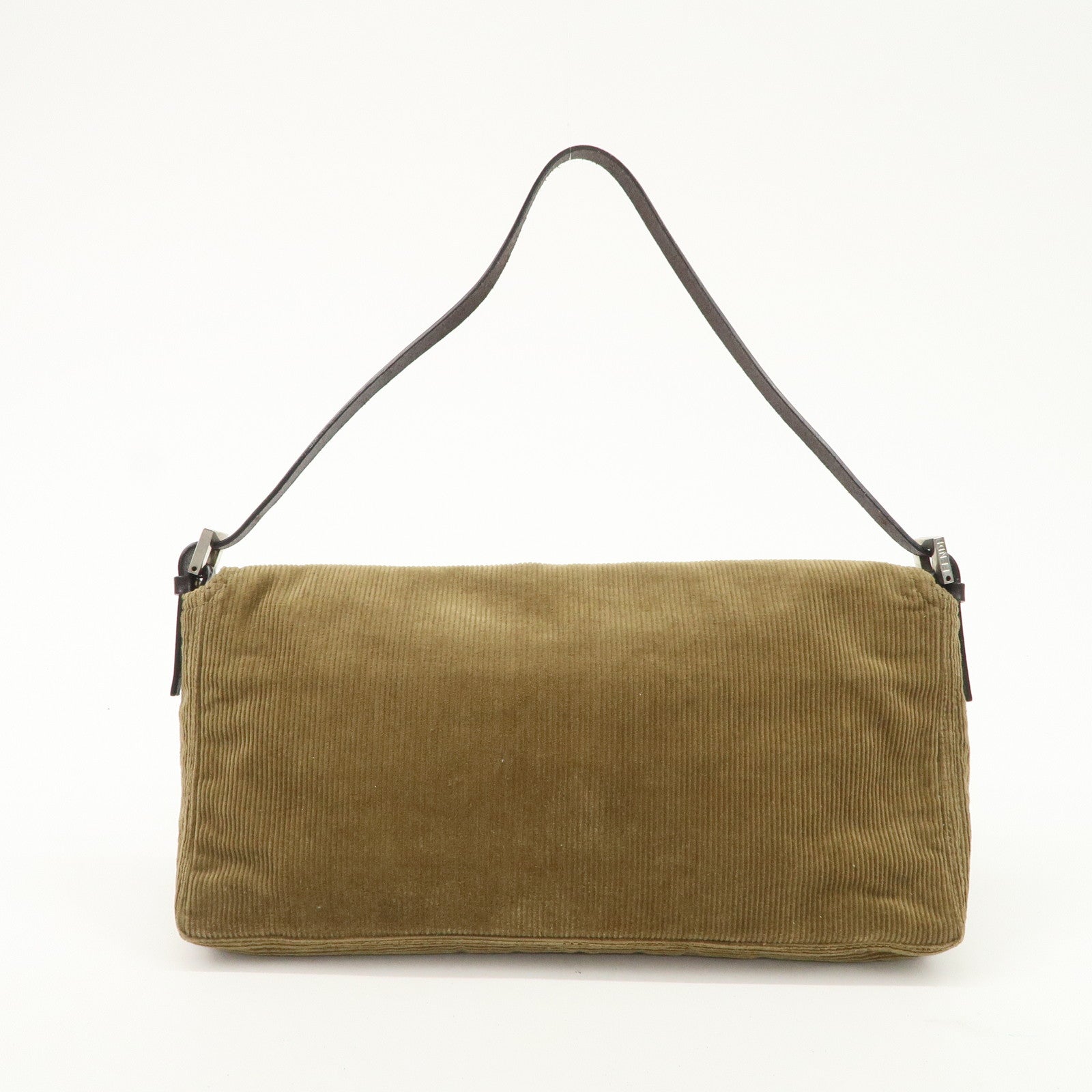 FENDI Logo Corduroy Shoulder Bag Hand Bag Caramel Used