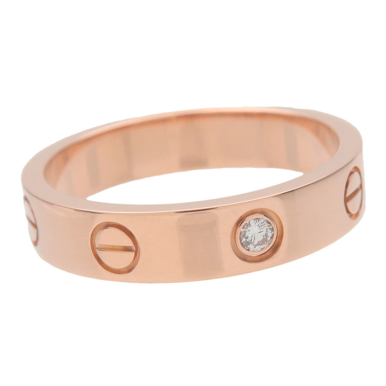 Cartier Mini Love 1P Diamond Ring #52 K18 750PG Rose Gold US6.5