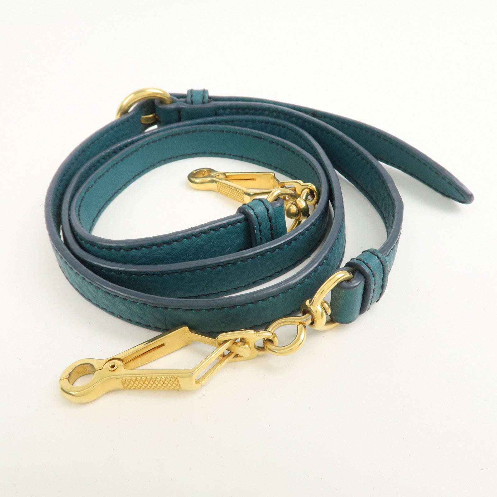 MIU MIU Logo Leather 2Way Bag Hand Bag Shoulder Bag Blue RR1905