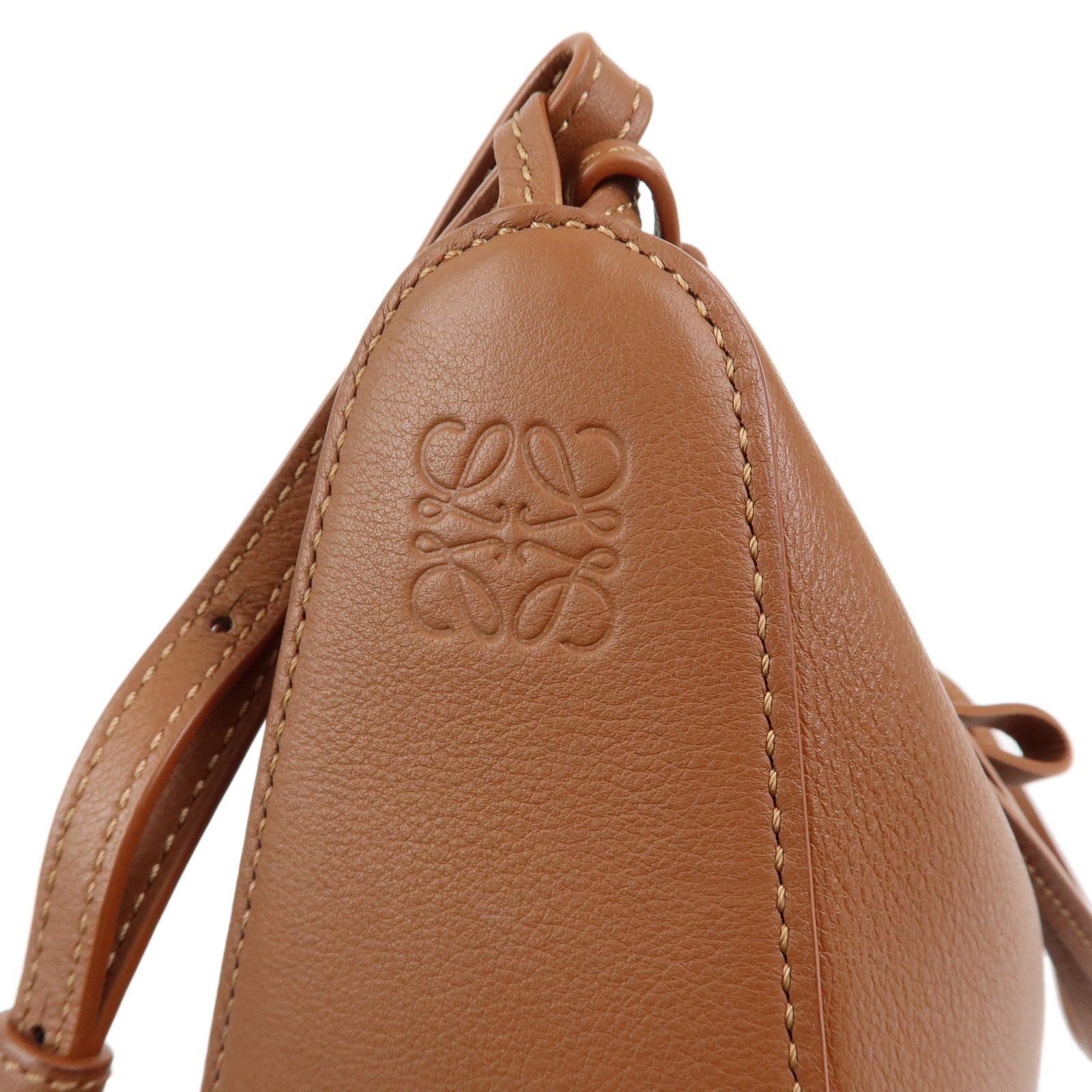 LOEWE Anagram Hammock Calf Leather Shoulder Bag Hobo Bag Brown