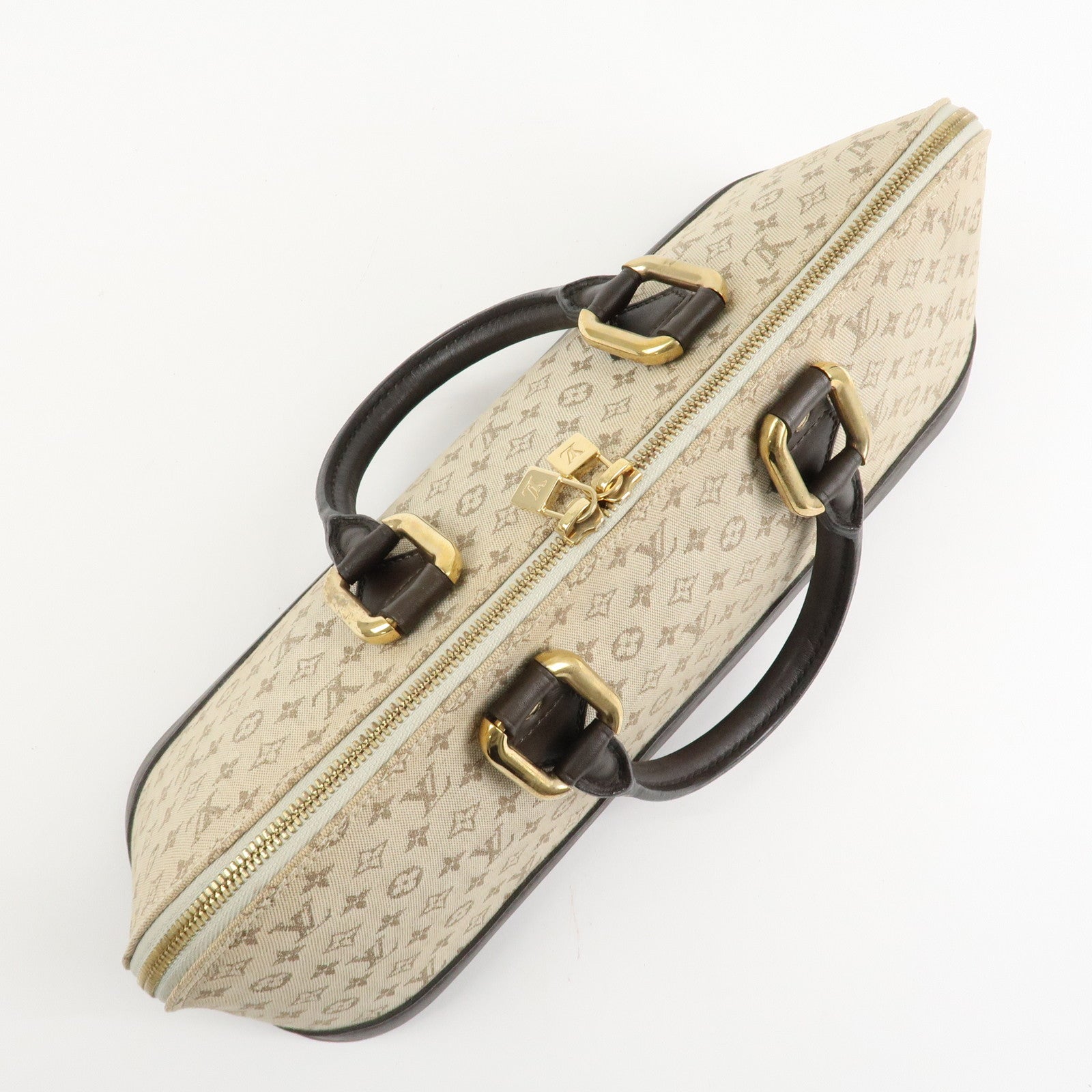 Louis Vuitton Monogram Mini Leather Canvas Hand Bag Khaki M92205 Used