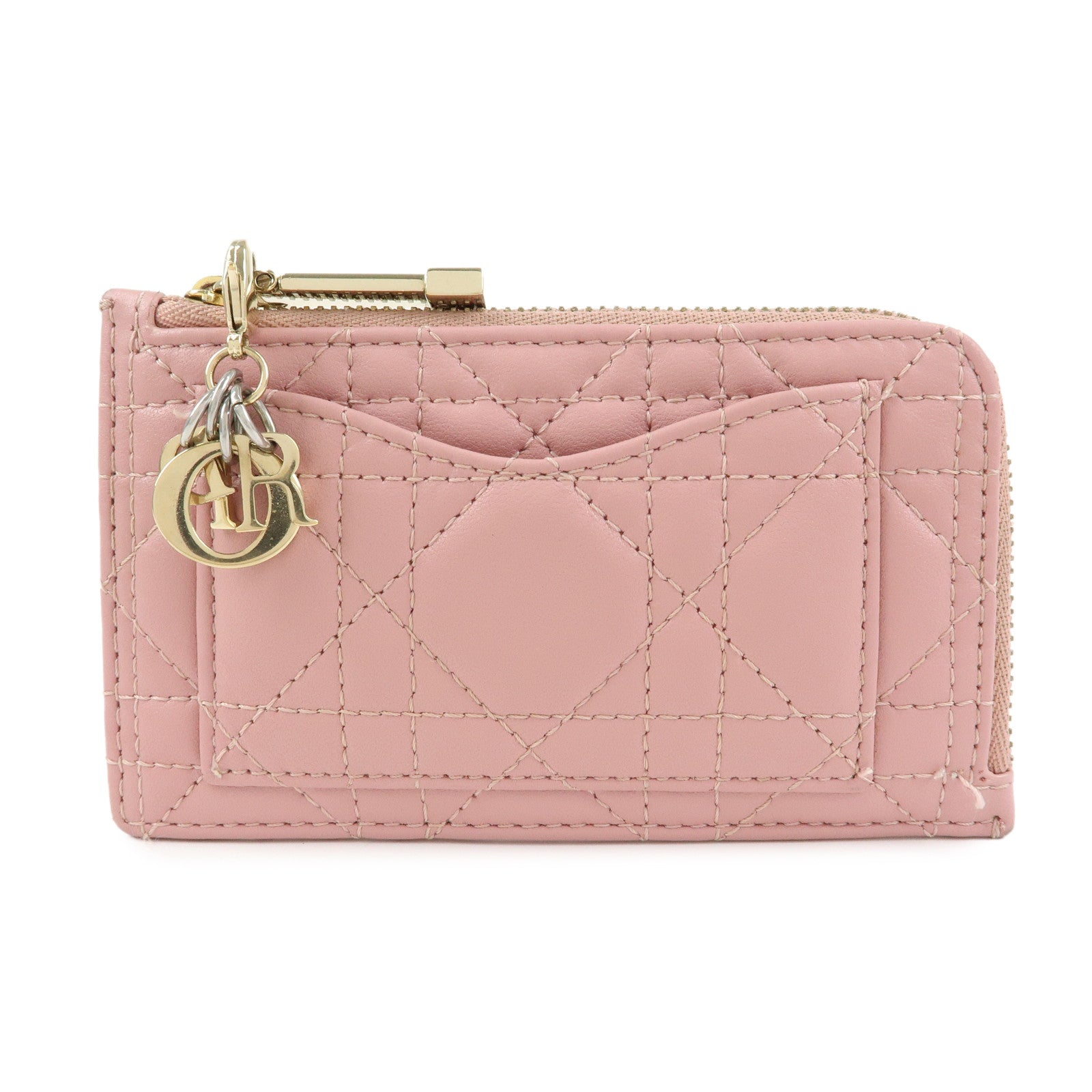 Christian Dior Lady Dior Cosmos Cannage Lambskin Card Case Pink
