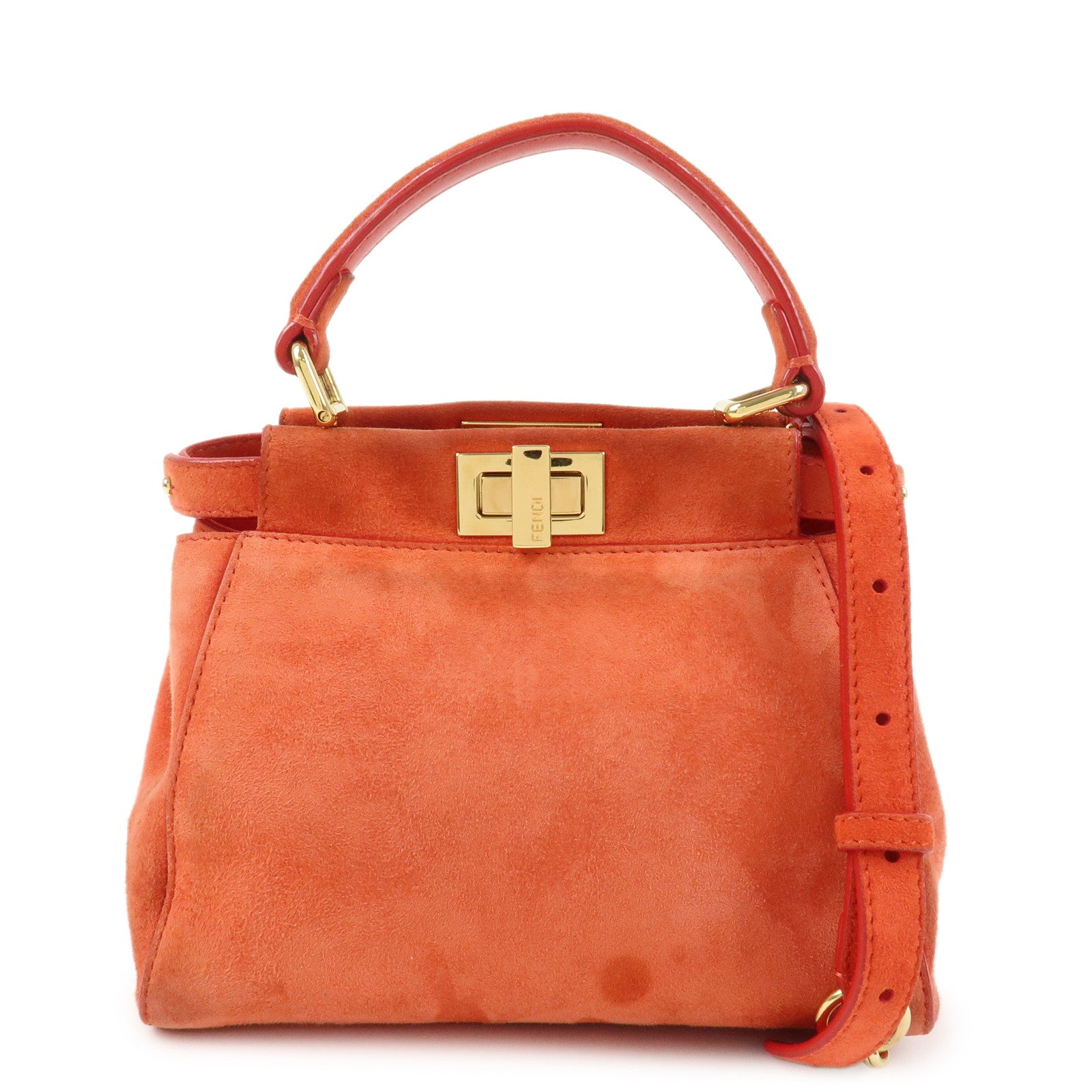 FENDI Peekaboo XS Suede 2Way Hand Bag Shoulder Crossbody Bag 8BN309