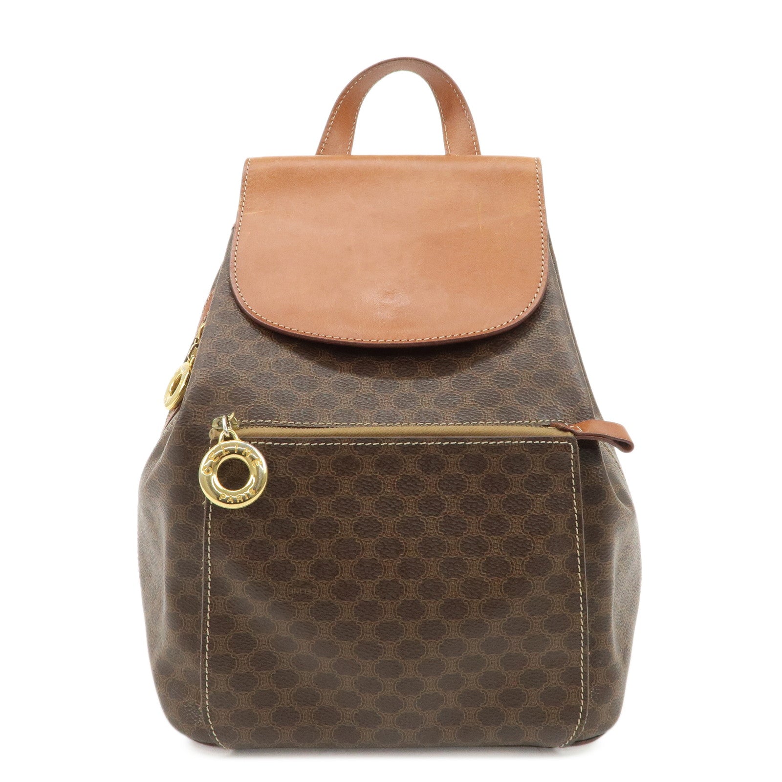 CELINE Macadam PVC Leather Backpack Rucksack Brown