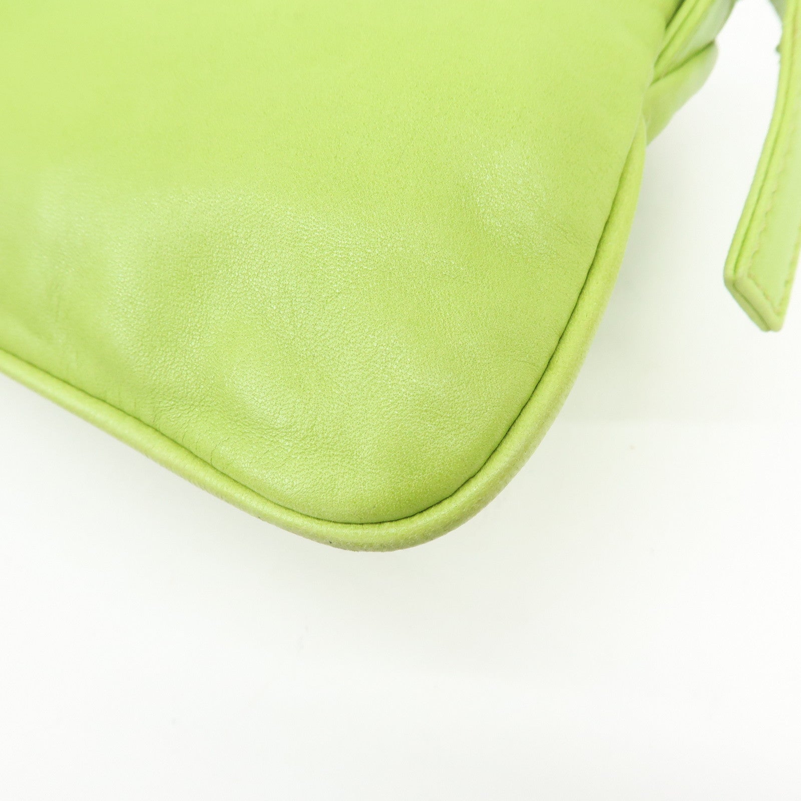 FENDI Leather Shoulder Bag Crossbody Bag Light Green 26685