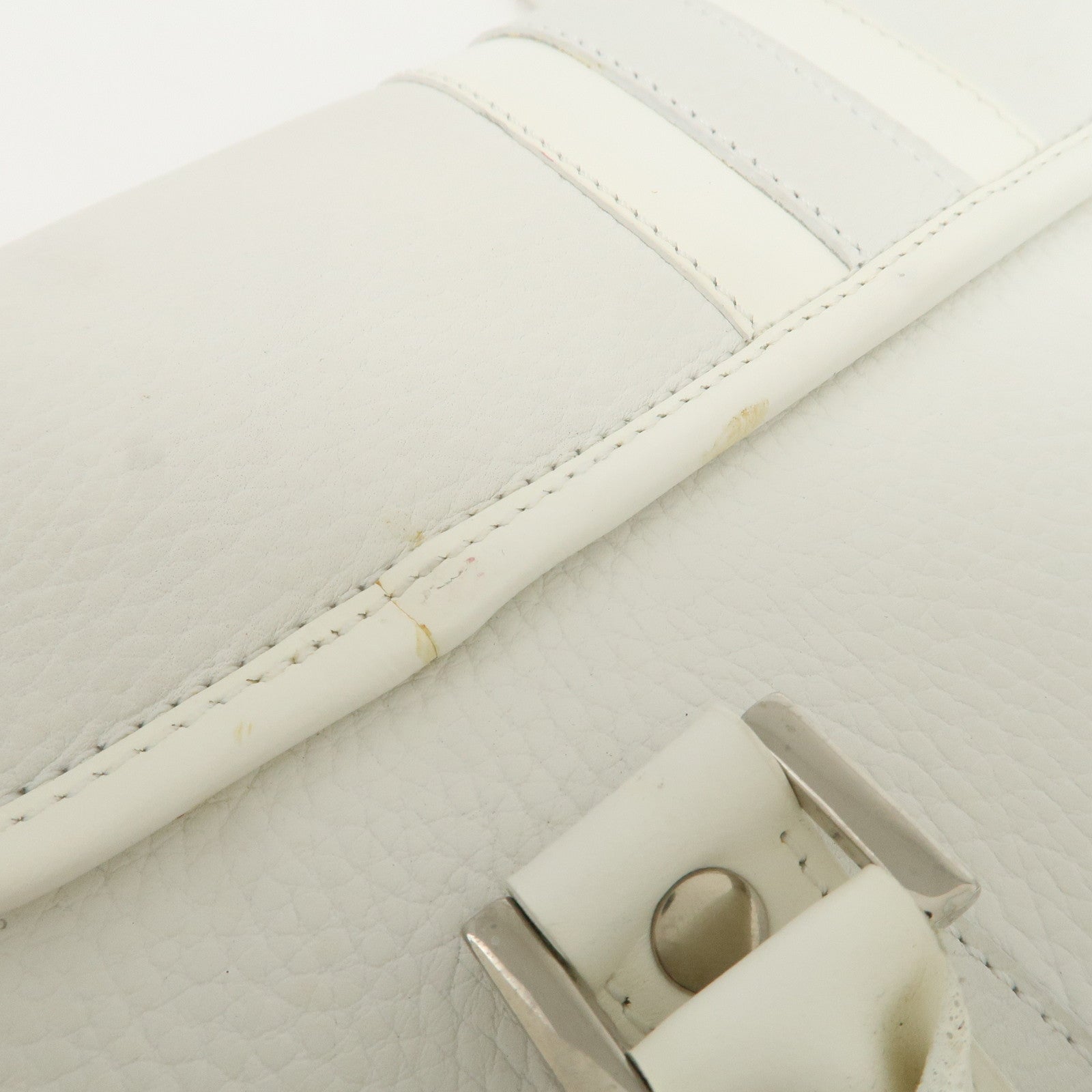 BURBERRY Leather Shoulder Bag Hand Bag White
