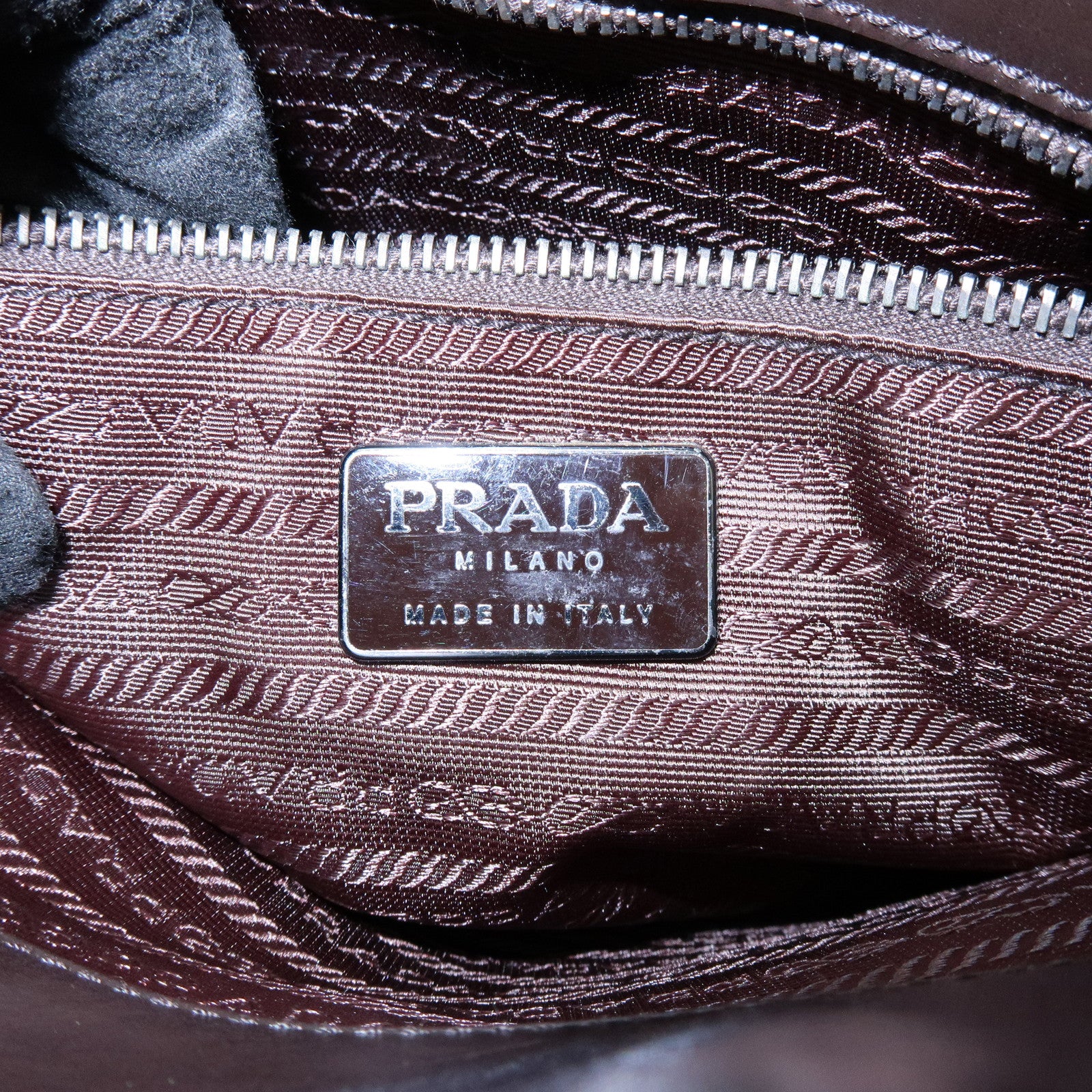 PRADA Logo Leather Tote Bag Shoulder Bag Dark Brown