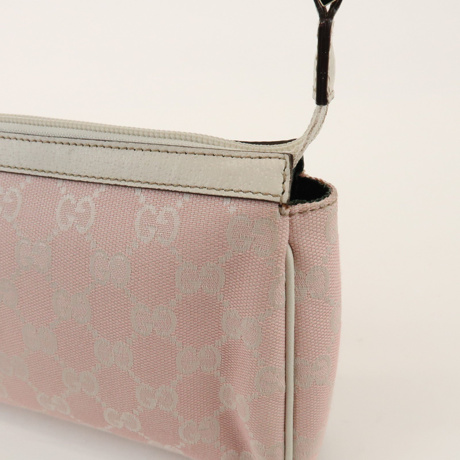 GUCCI Abbey GG Canvas Leather Accessory Pouch Hand Bag Pink 45750