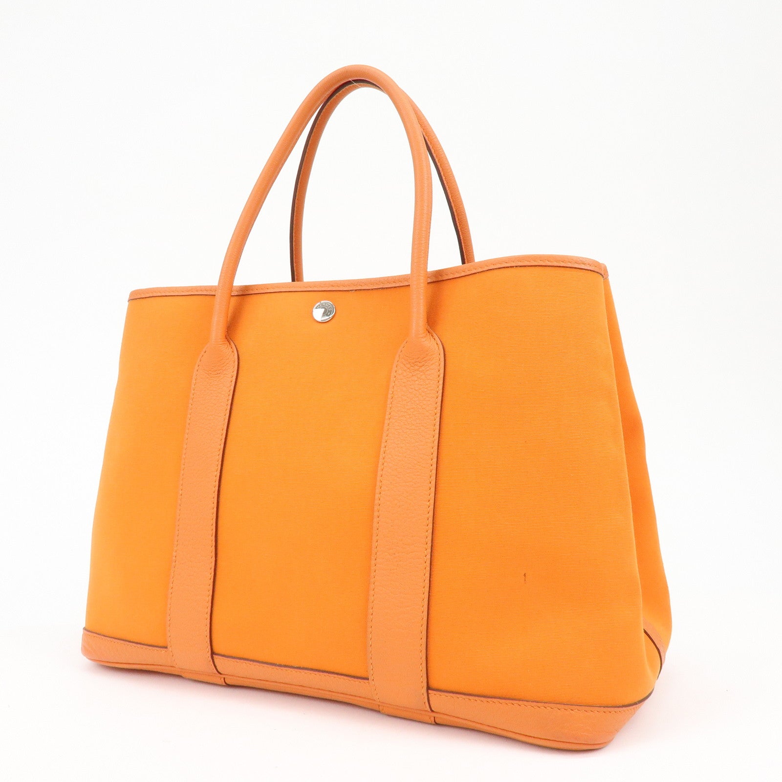HERMES Garden Party PM Toile Officier Leather □Q Stamped Tote Bag