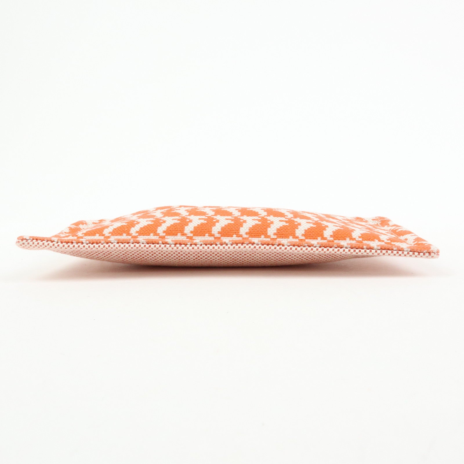 HERMES Ecole PM Cotton Flat Pouch Animaux Pixel Orange Red