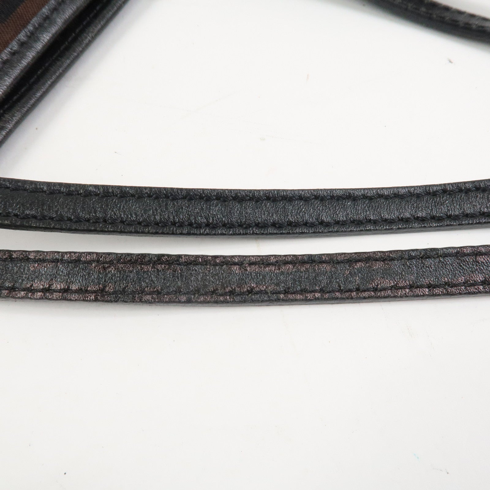 FENDI Zucchino Canvas Leather Tote Bag Hand Bag Brown Black 8BH074