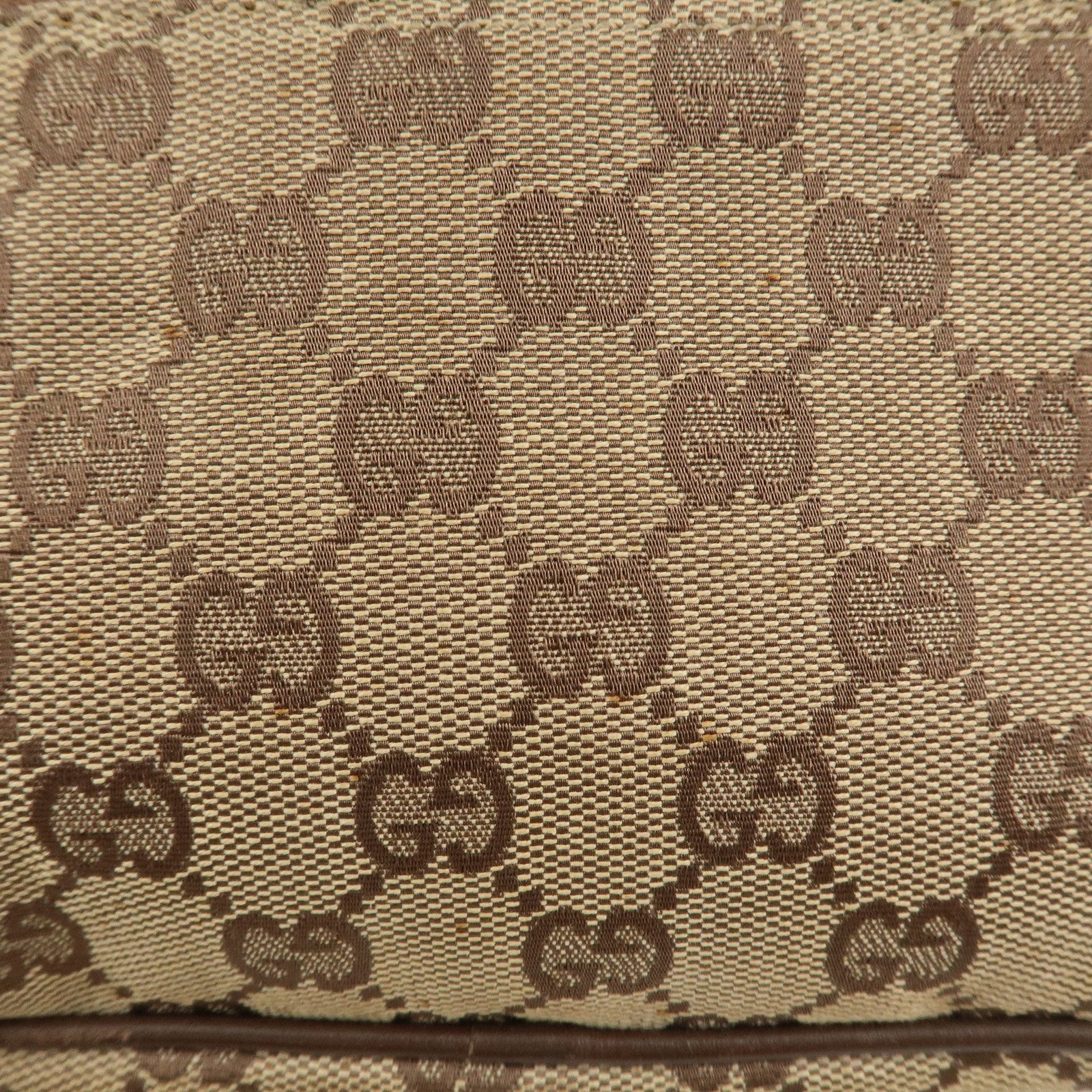 GUCCI Boat Bag GG Canvas Leather Hand Bag Brown 07198