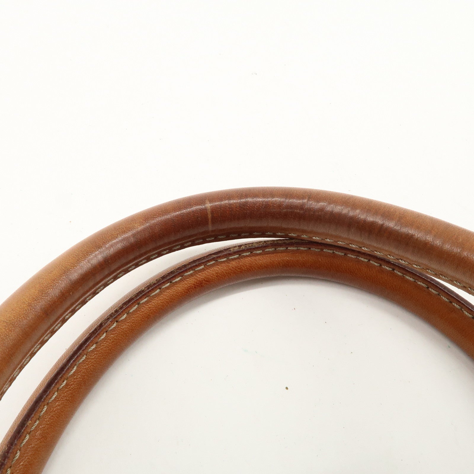 CELINE Macadam Leather PVC Boston Bag Hand Bag Brown Used