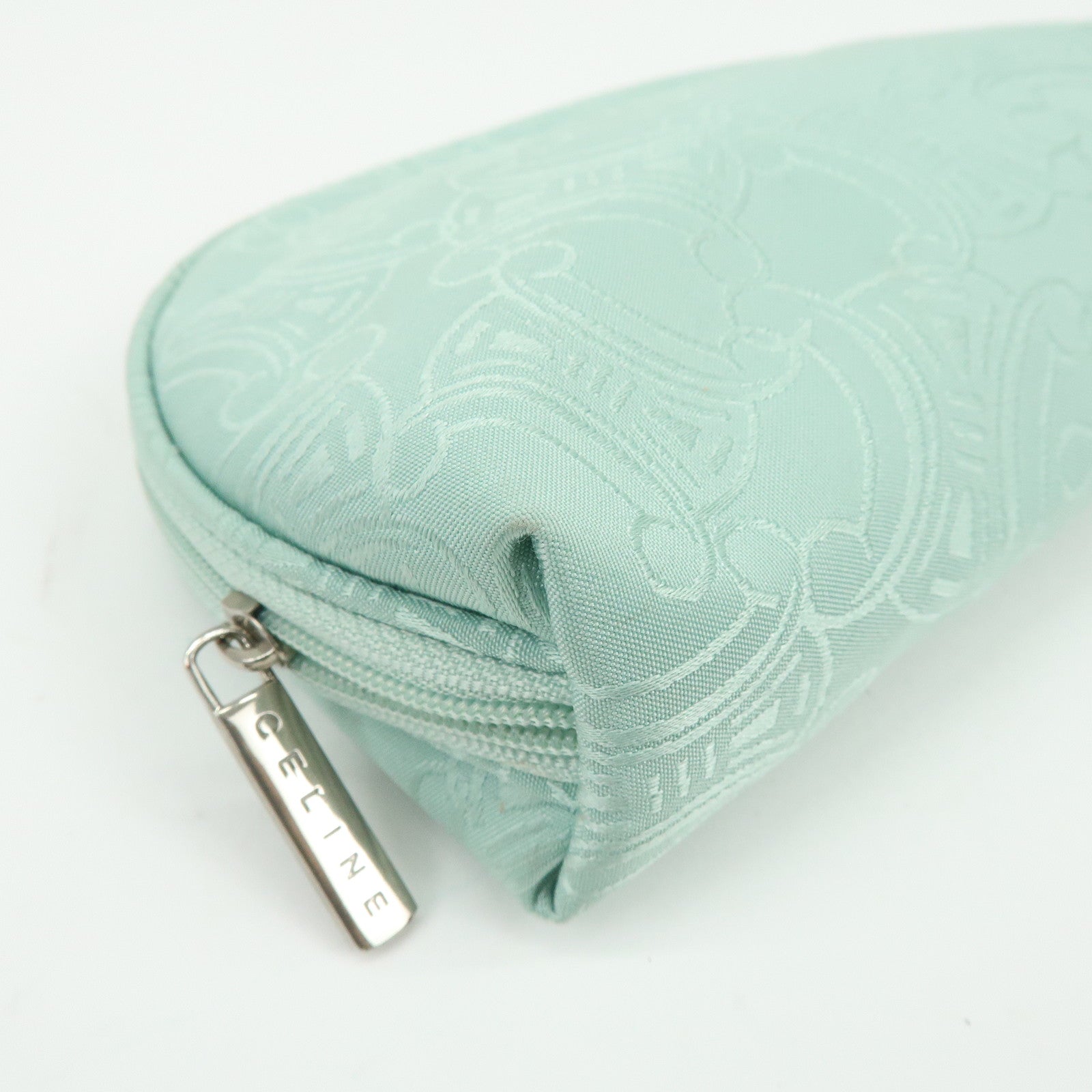 CELINE GIVENCY Set of 2 Canvas Pouch Cosmetic Case Light Green Blue