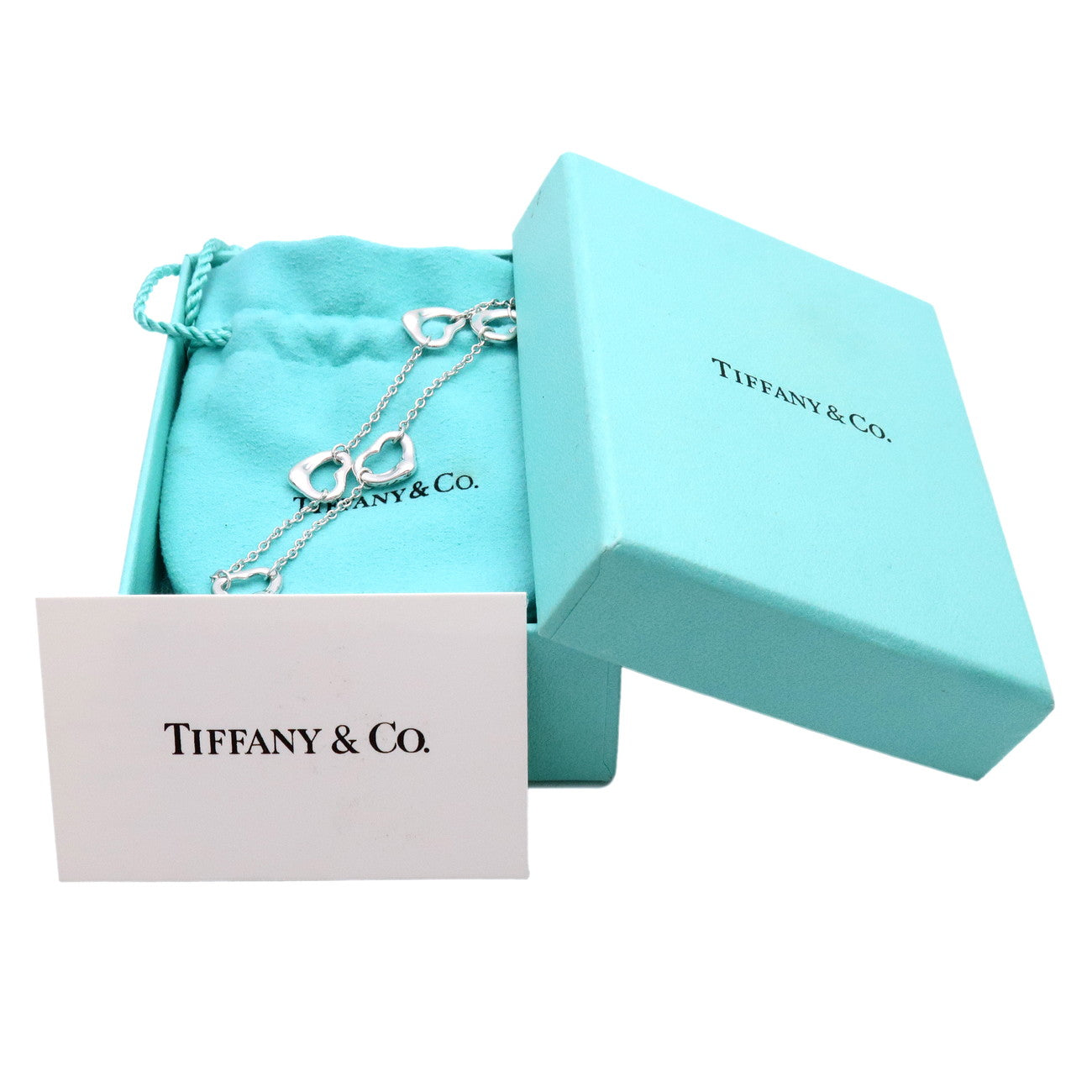 Tiffany & Co Open Heart 5P Bracelet SV925 Silver