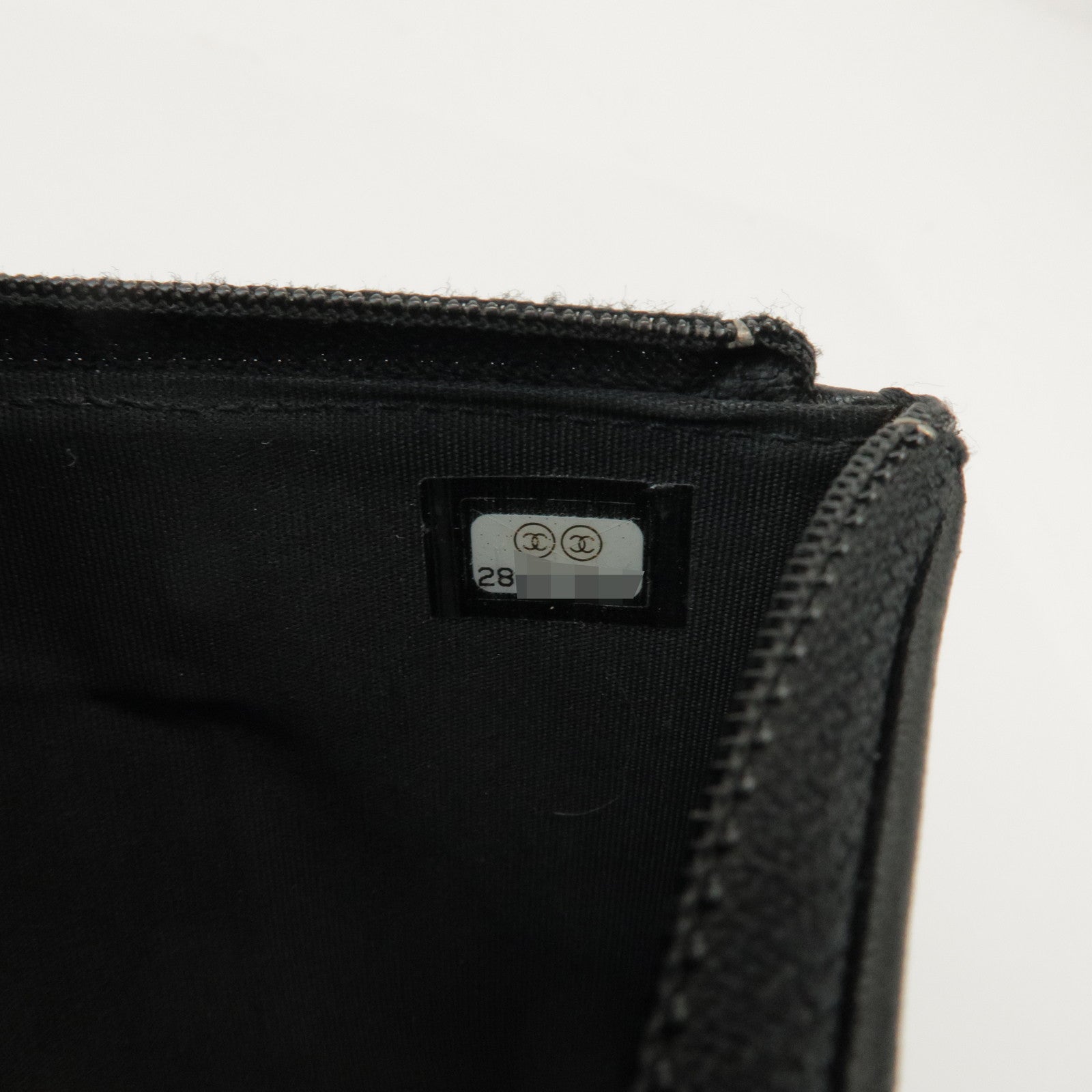 CHANEL COCO Mark Calf Leather Long Wallet Black