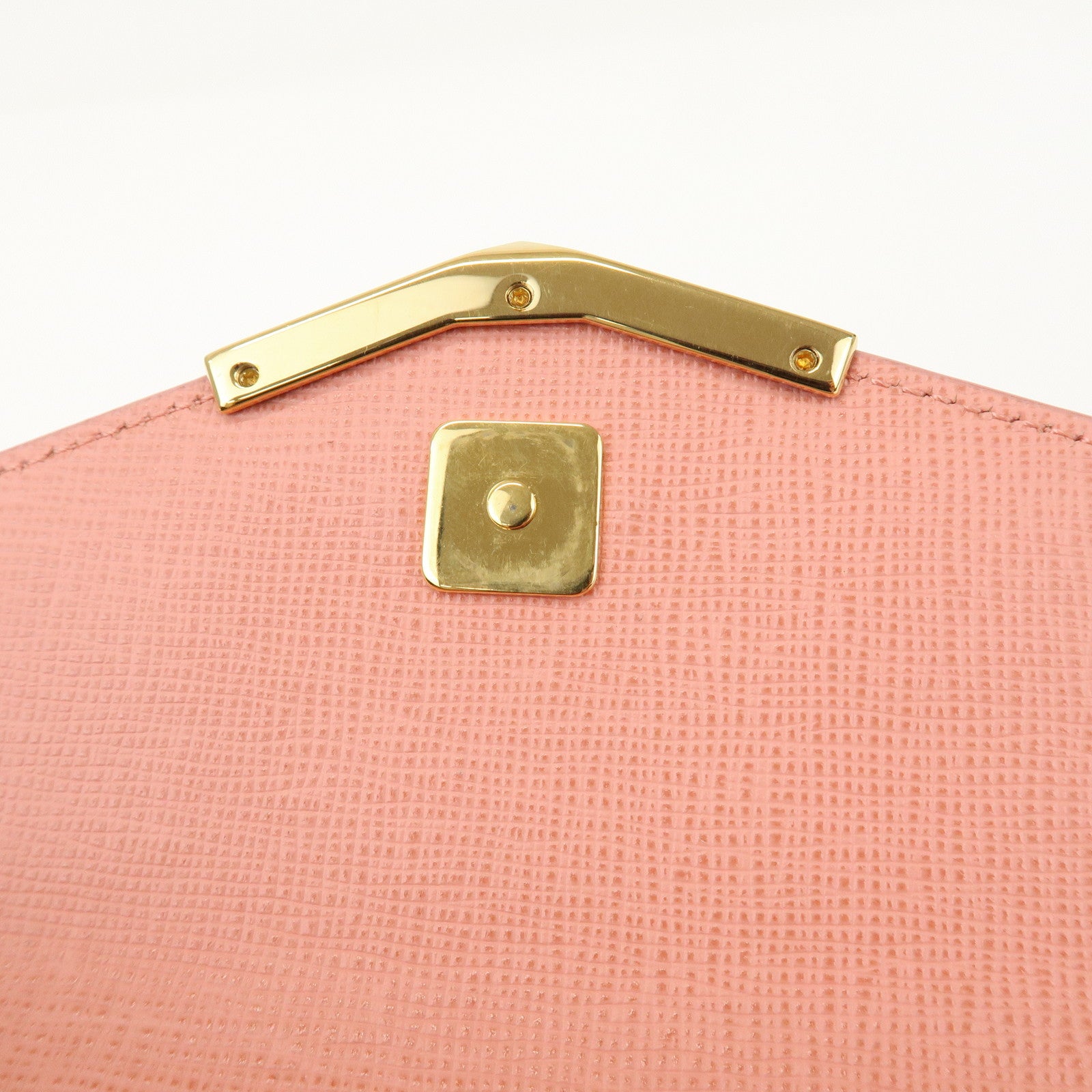 FENDI Leather Bicolor Bi-fold Compact Wallet White LightPink 8M0352