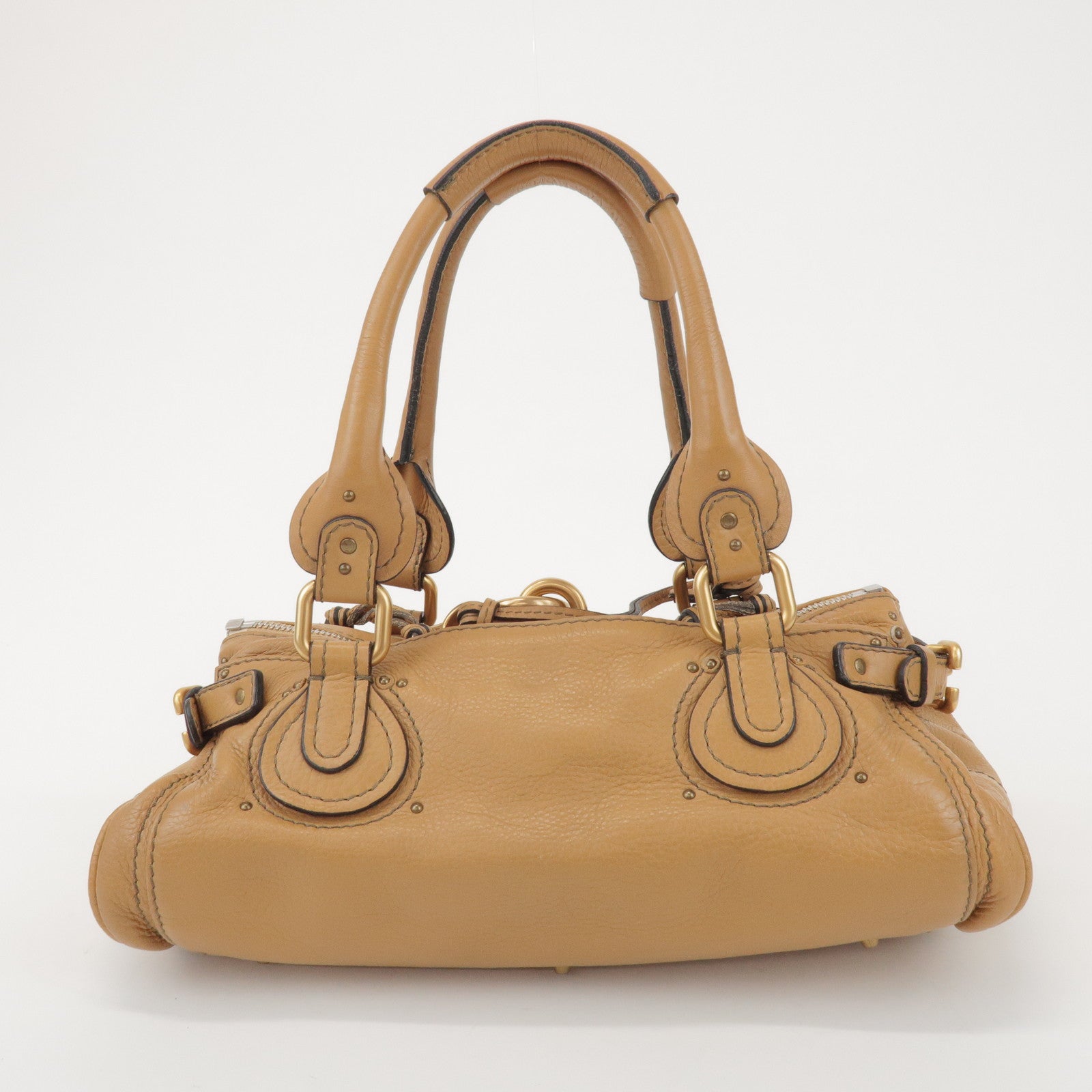 Chloe Paddington Leather Tote Bag Hand Bag Beige Brown