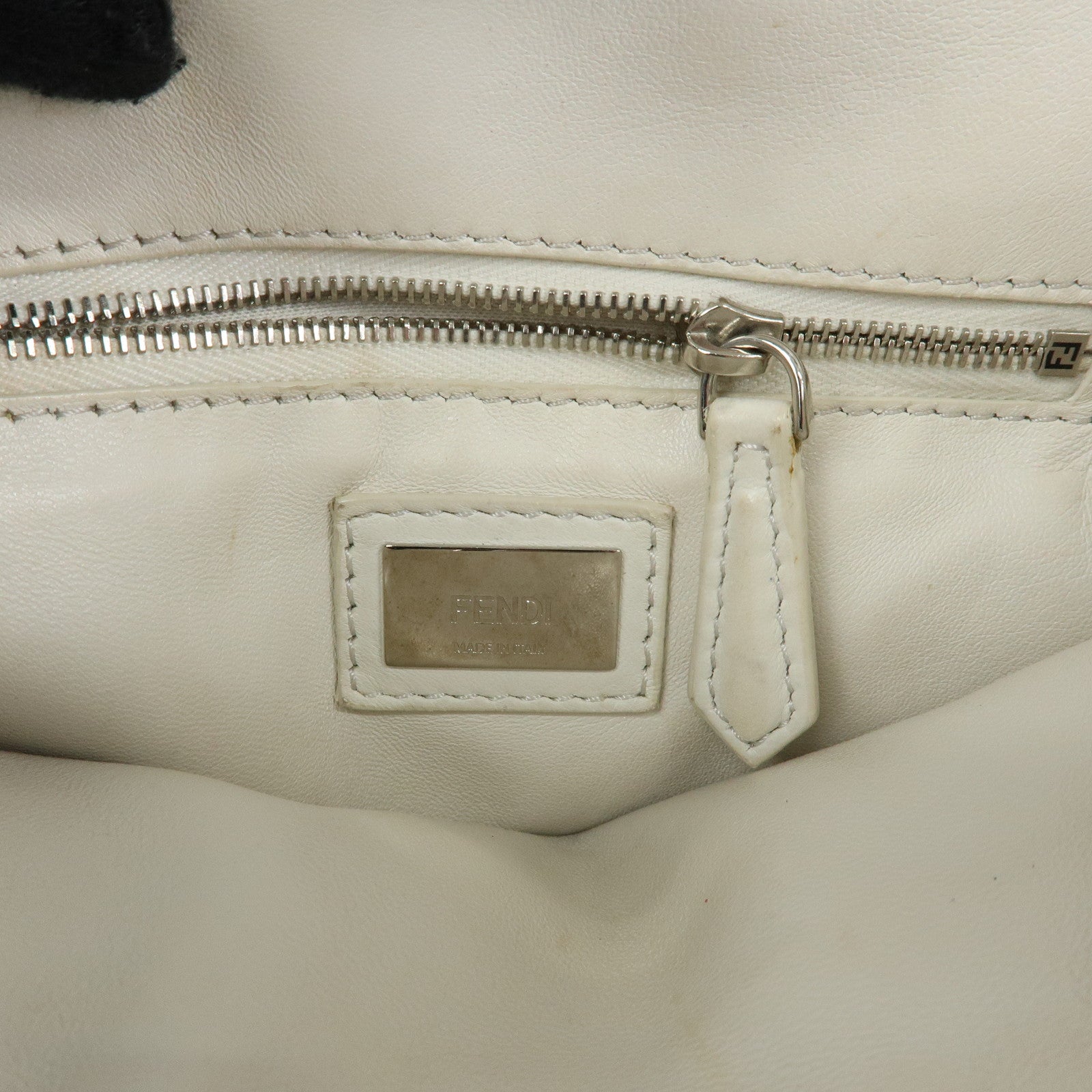 FENDI Peekaboo Mini 2Way Shoulder Bag Hand Bag Flower Ivory 8BN244