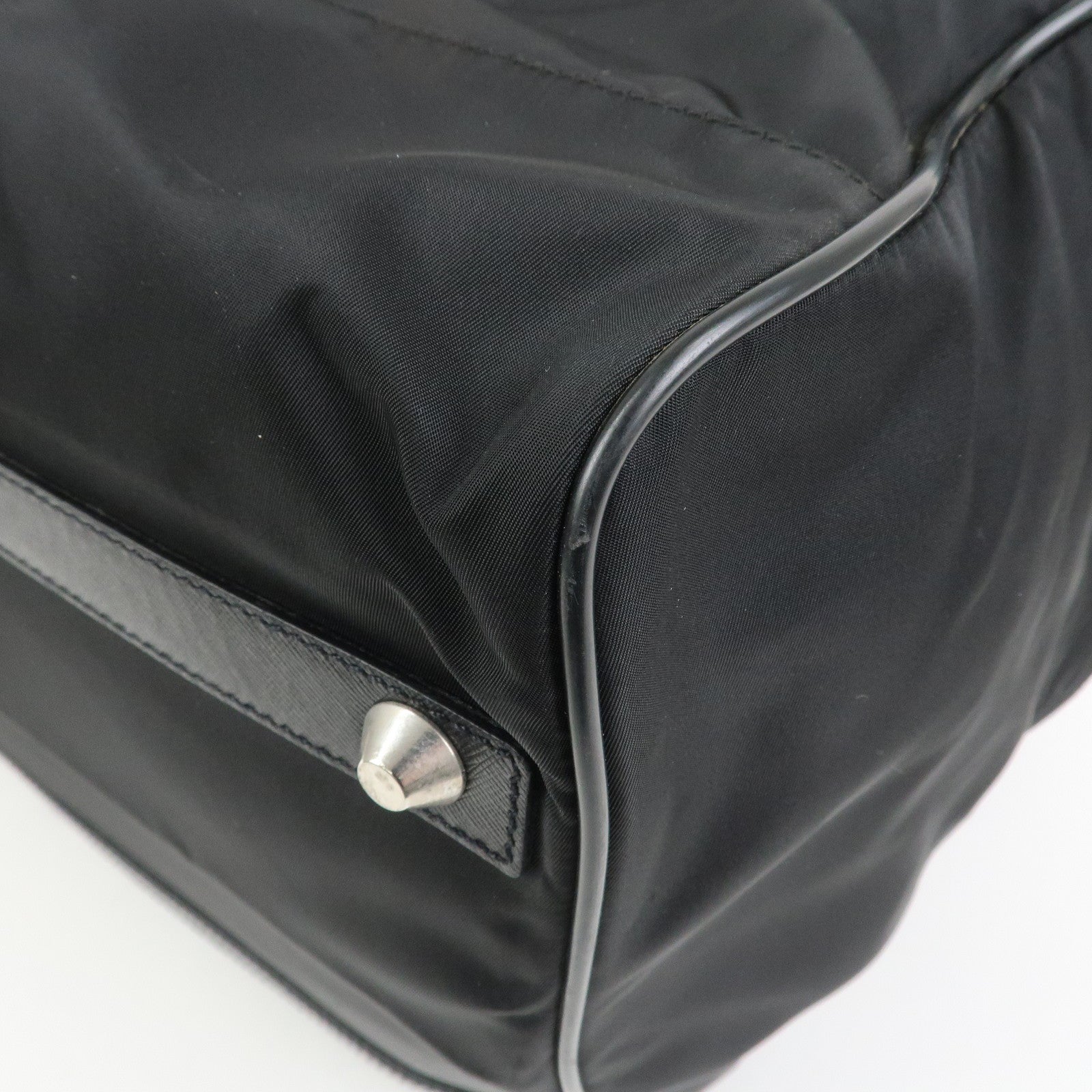 PRADA Nylon Saffiano Leather 2WAY Bag Boston Bag Black VS001S