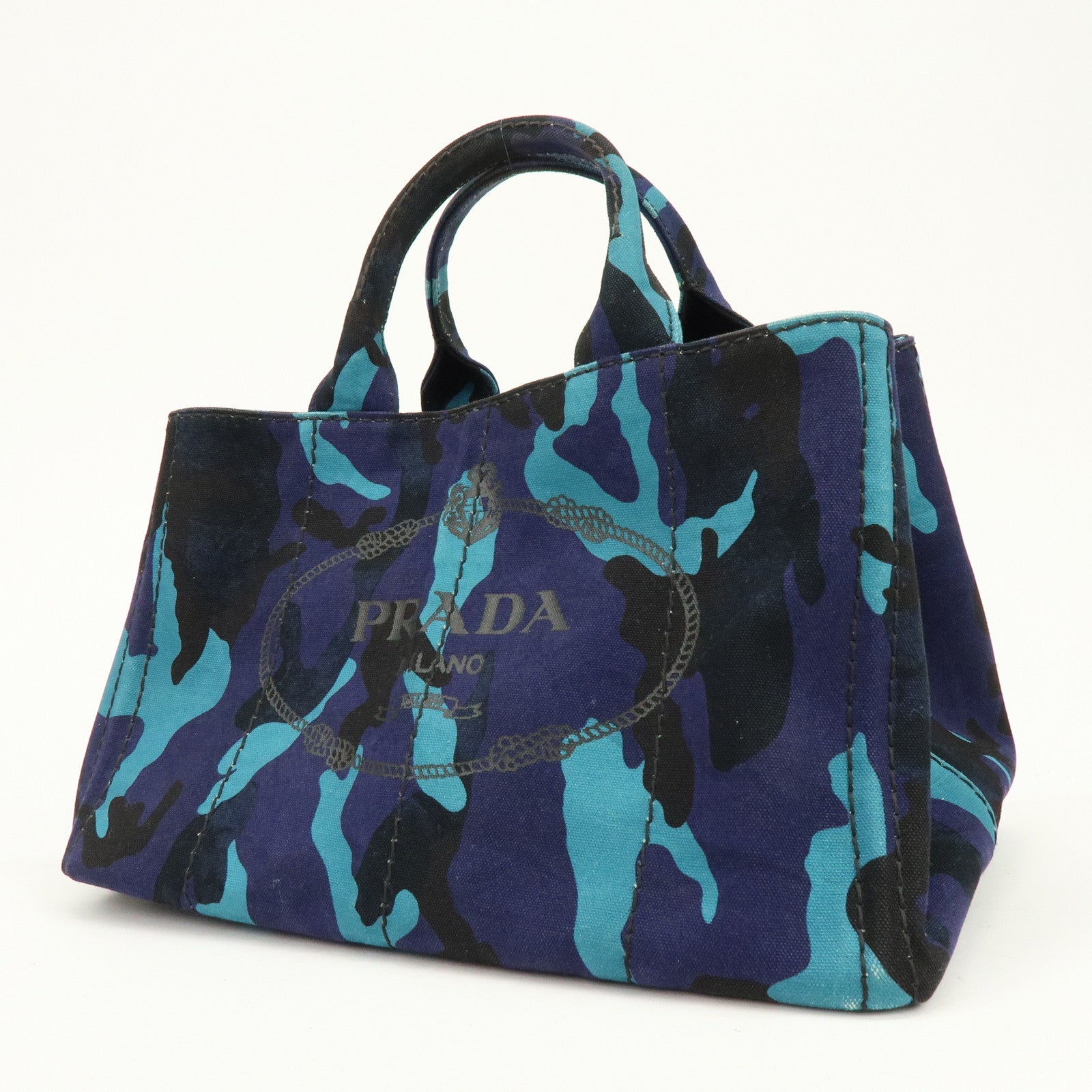 PRADA Triangle Logo Canapa Canvas 2Way Hand Bag Camouflage B2642B