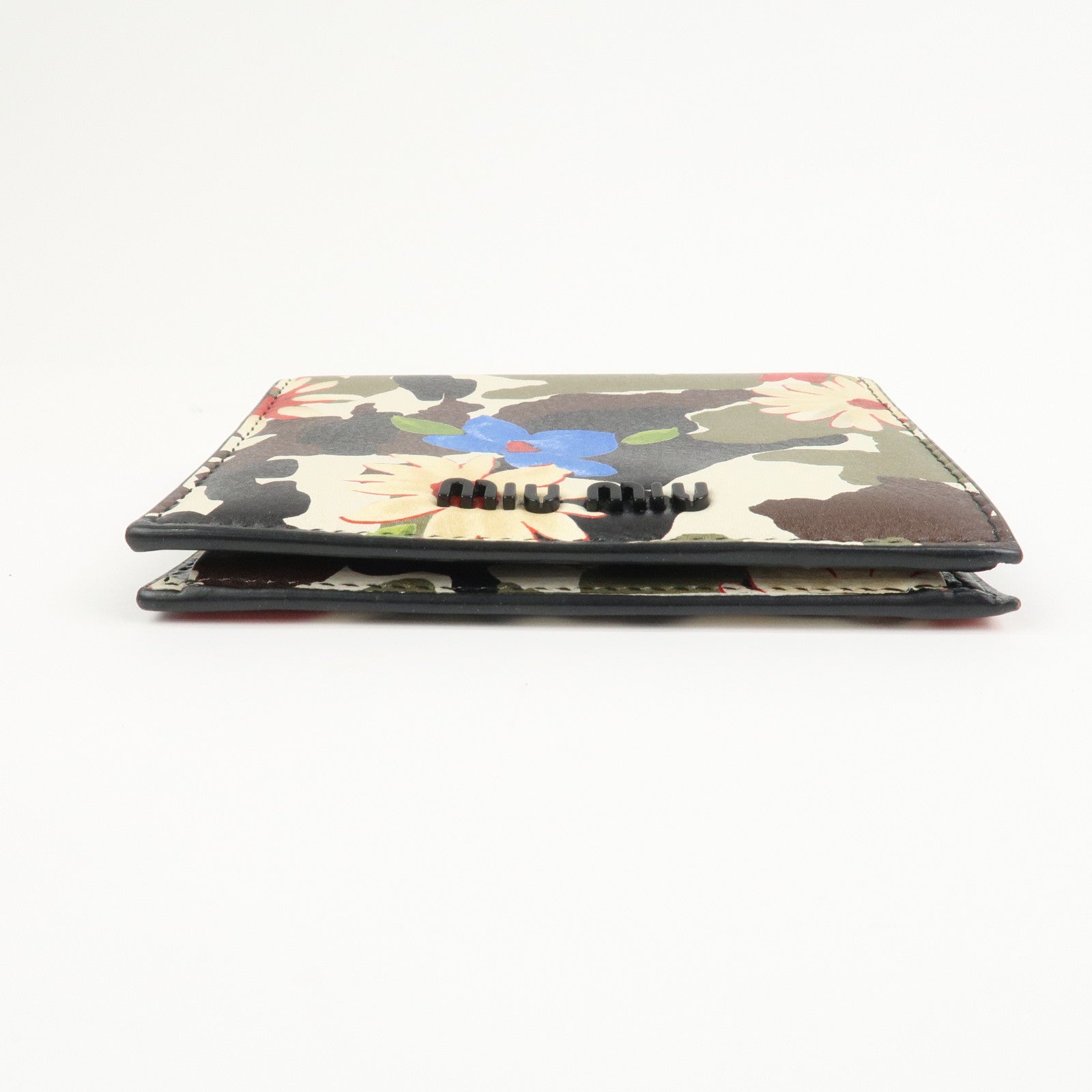 MIU MIU Flower Leather Bi-fold Compact Wallet Multicolor 5MV204