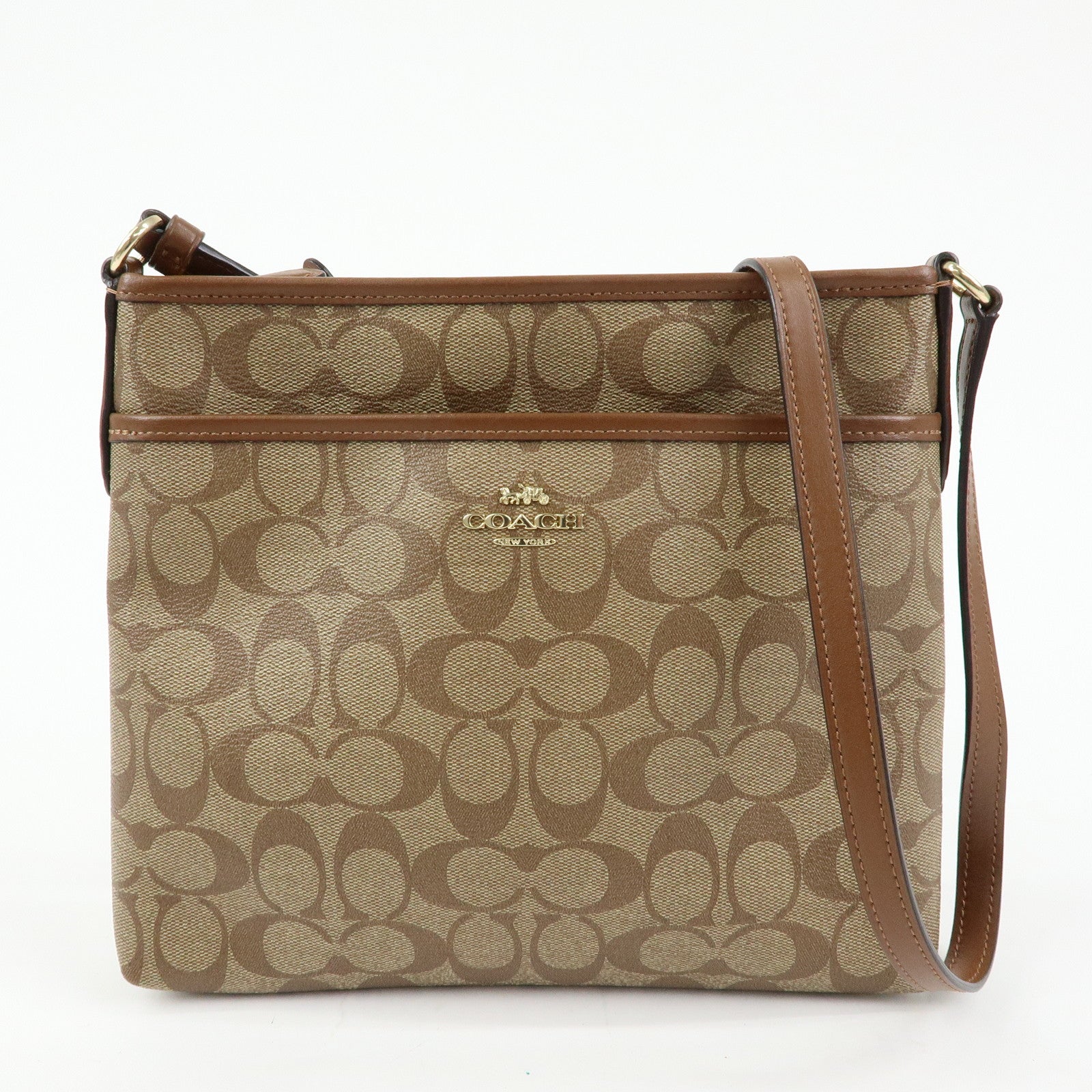 COACH Signature Set of 2 Shoulder Bag Crossbody Bag Brown Ivory