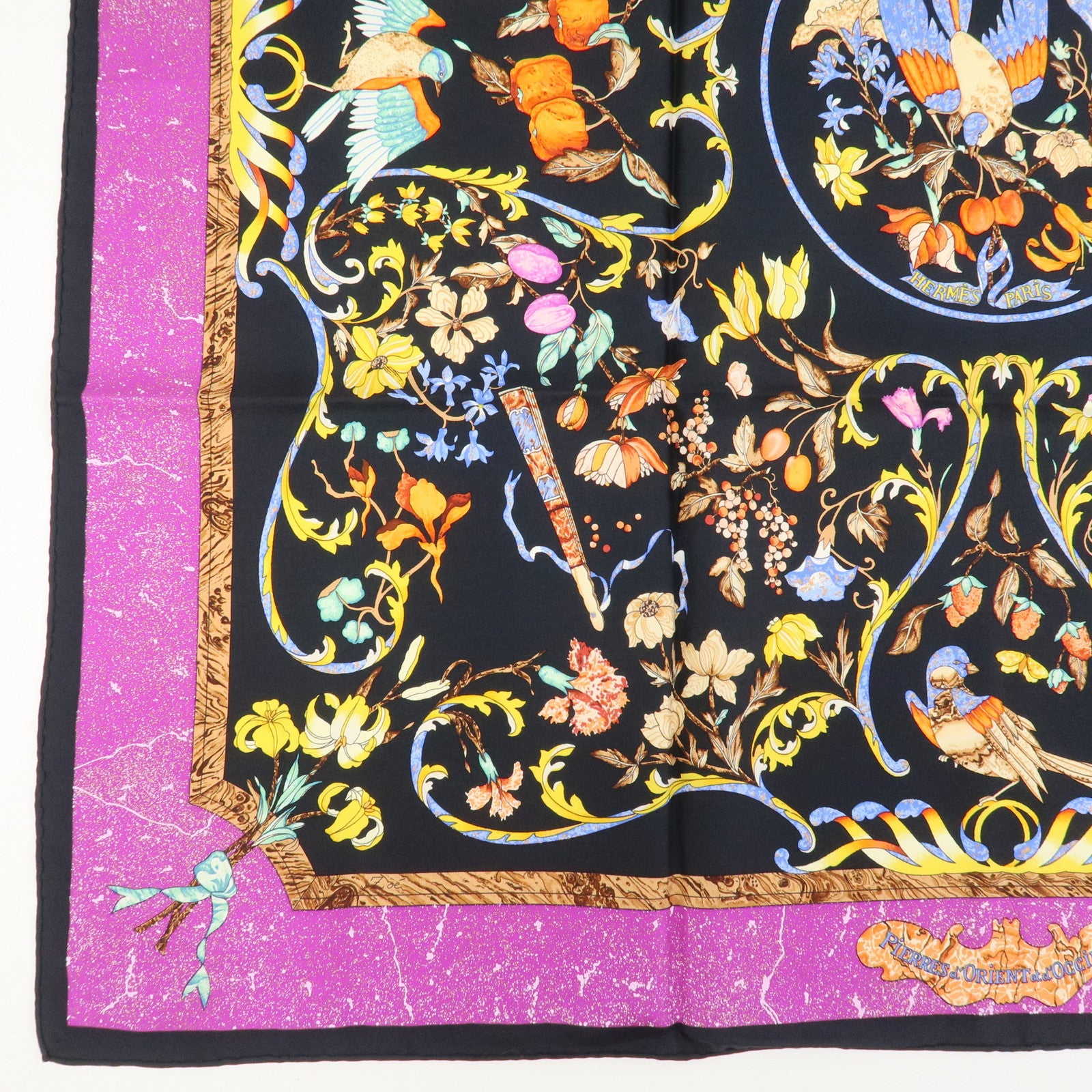HERMES Carre 90 Silk 100% Scarf PIERRES D' ORIENT ET D' OCCIDENT