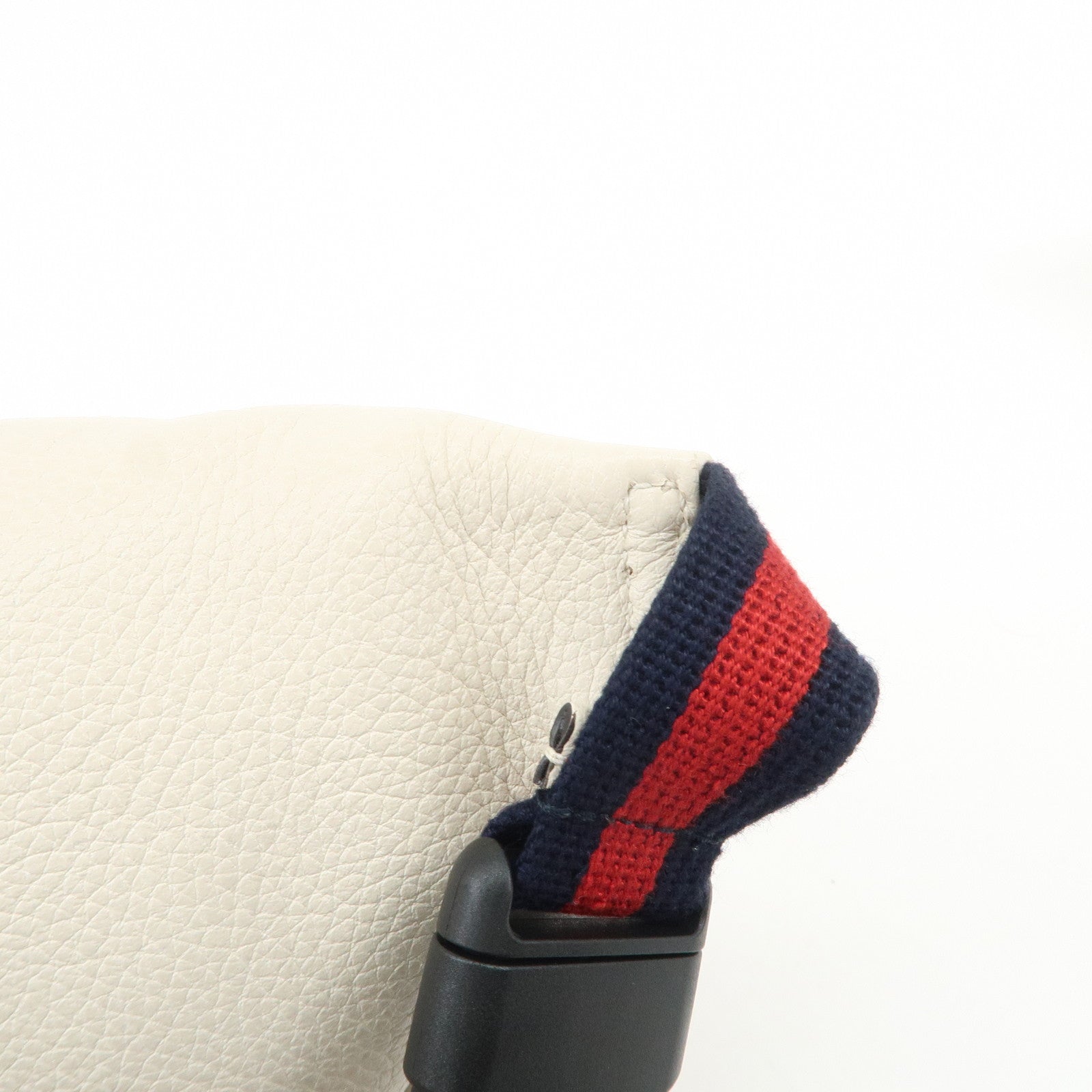 GUCCI Sherry Leather Canvas Waist Bag Crossbody Bag Ivory 527792