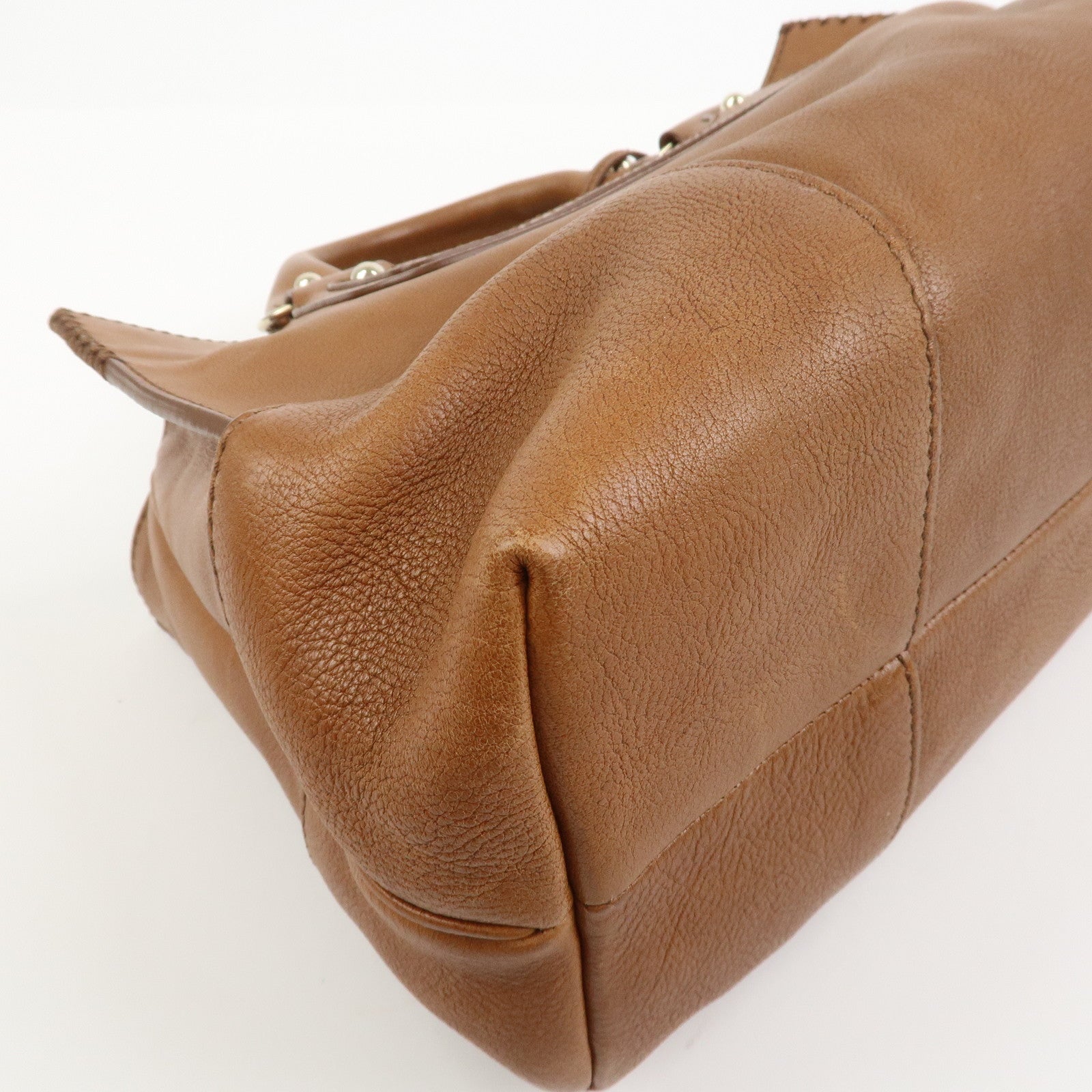 CELINE Logo Leather Boogie Bag Hand Bag Tote Bag Brown