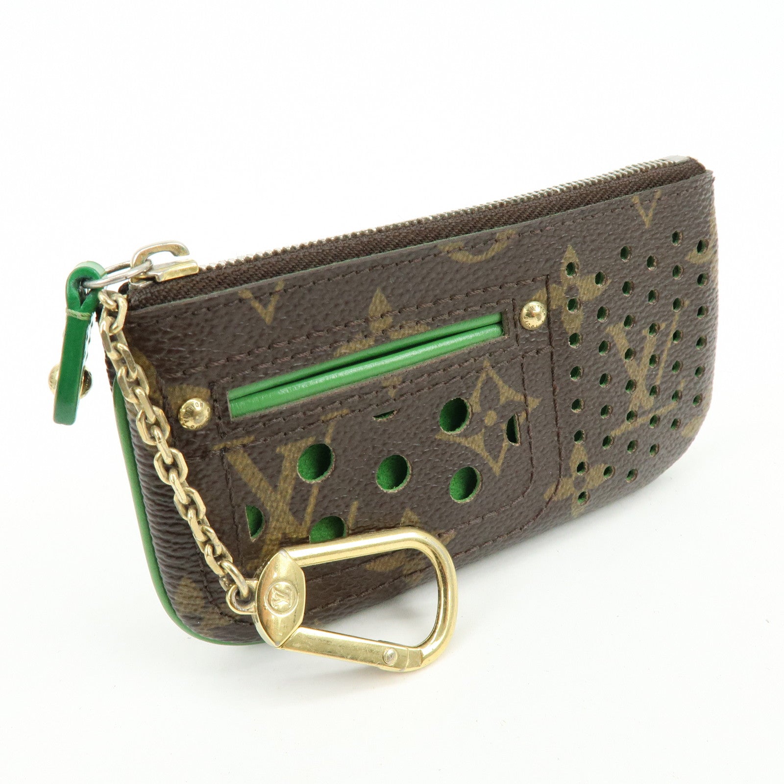 Louis Vuitton Monogram Perfo Pochette Cles Key Case Vert M95186
