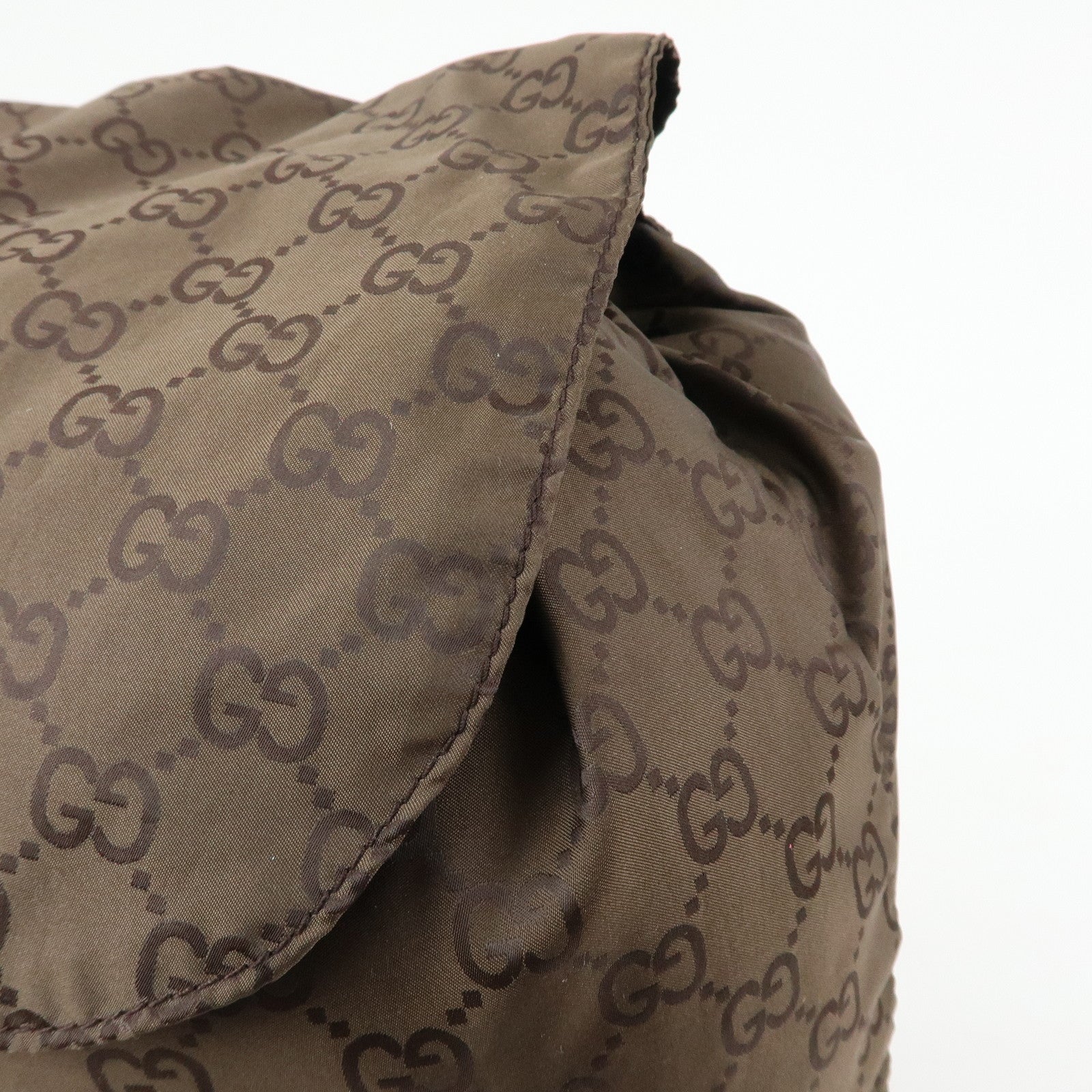 GUCCI GG Nylon Leather Backpack Brown 223670