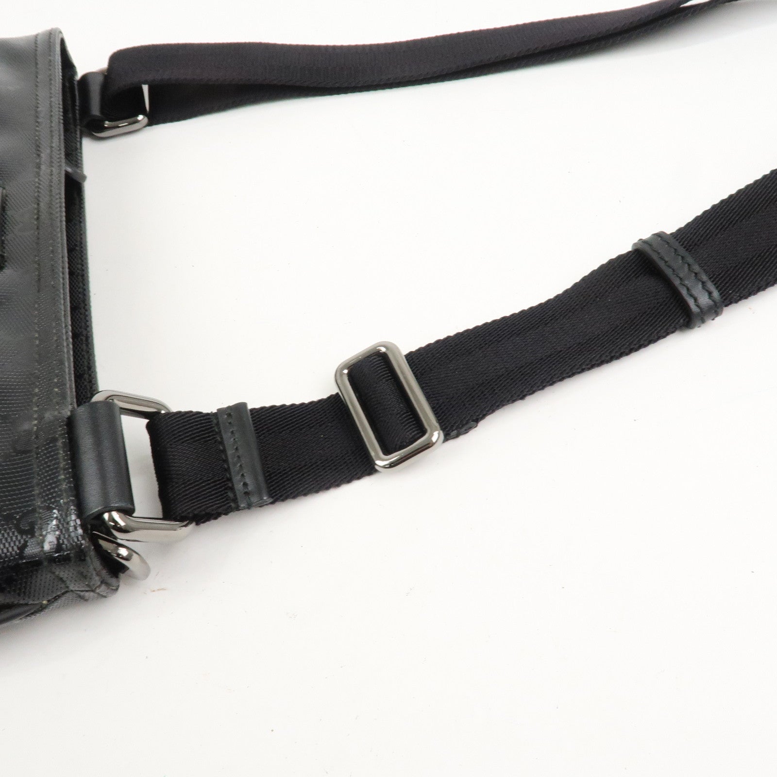 GUCCI GG Imprime Monogram PVC Shoulder Bag Cross Body Bag Black 295257