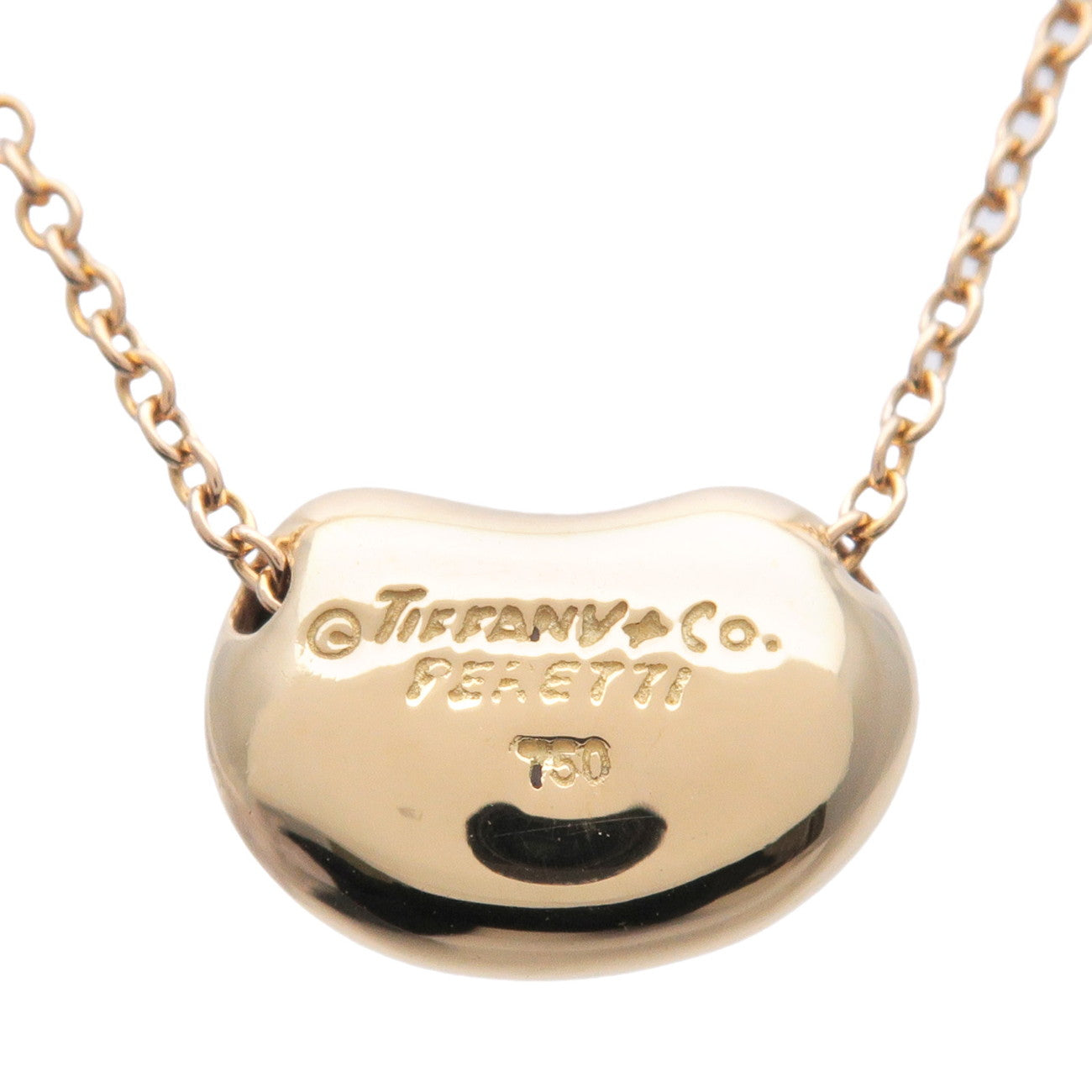 Tiffany & Co Bean Necklace Small K18 750YG Yellow Gold