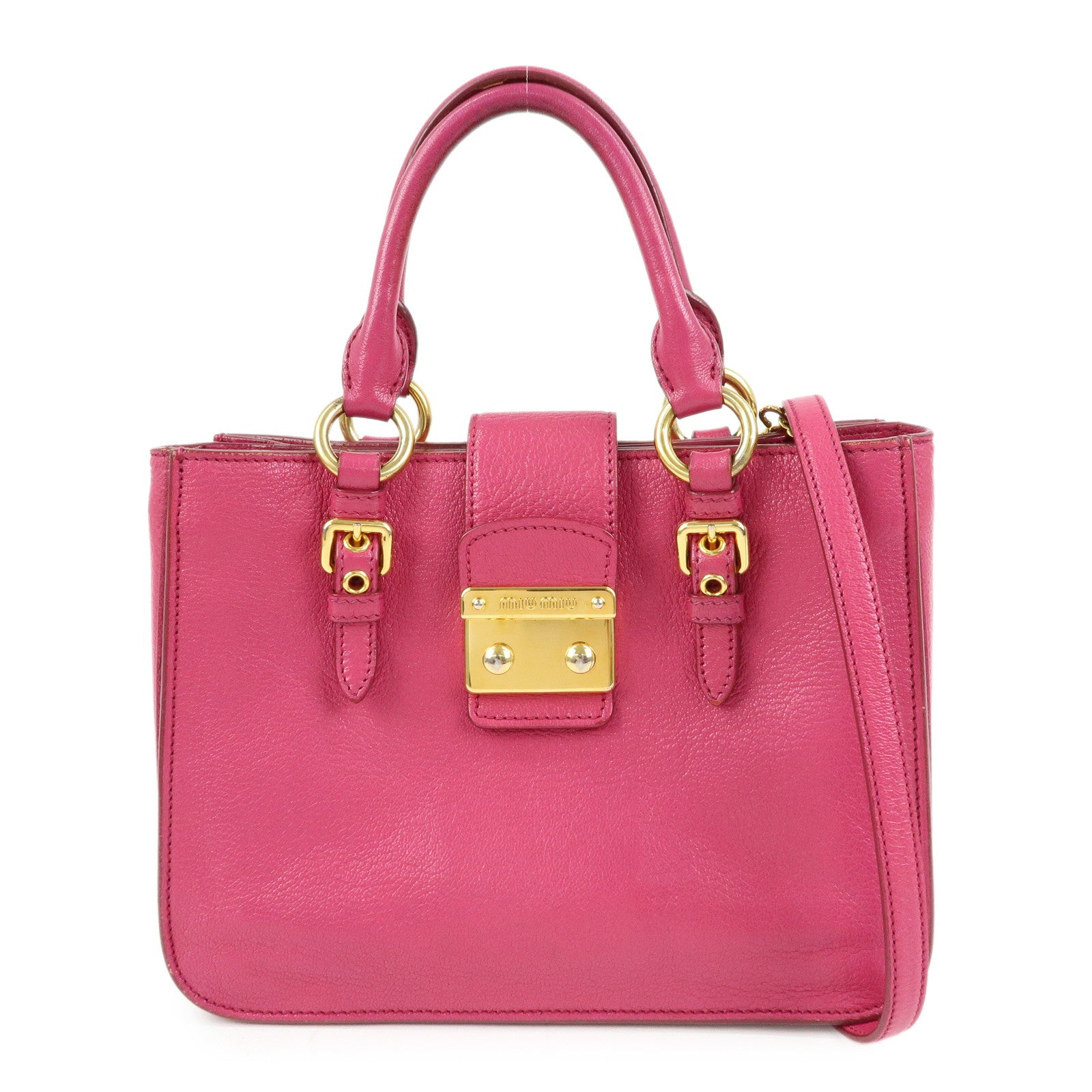 MIU MIU Madras Leather 2Way Bag Hand Bag Shoulder Bag Pink