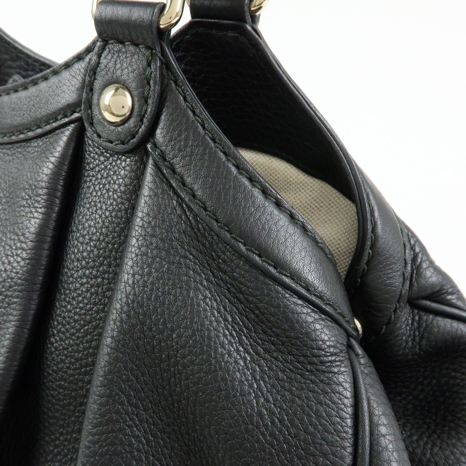 GUCCI Sukey Interlocking G Leather Tote Hand Bag Black 211944