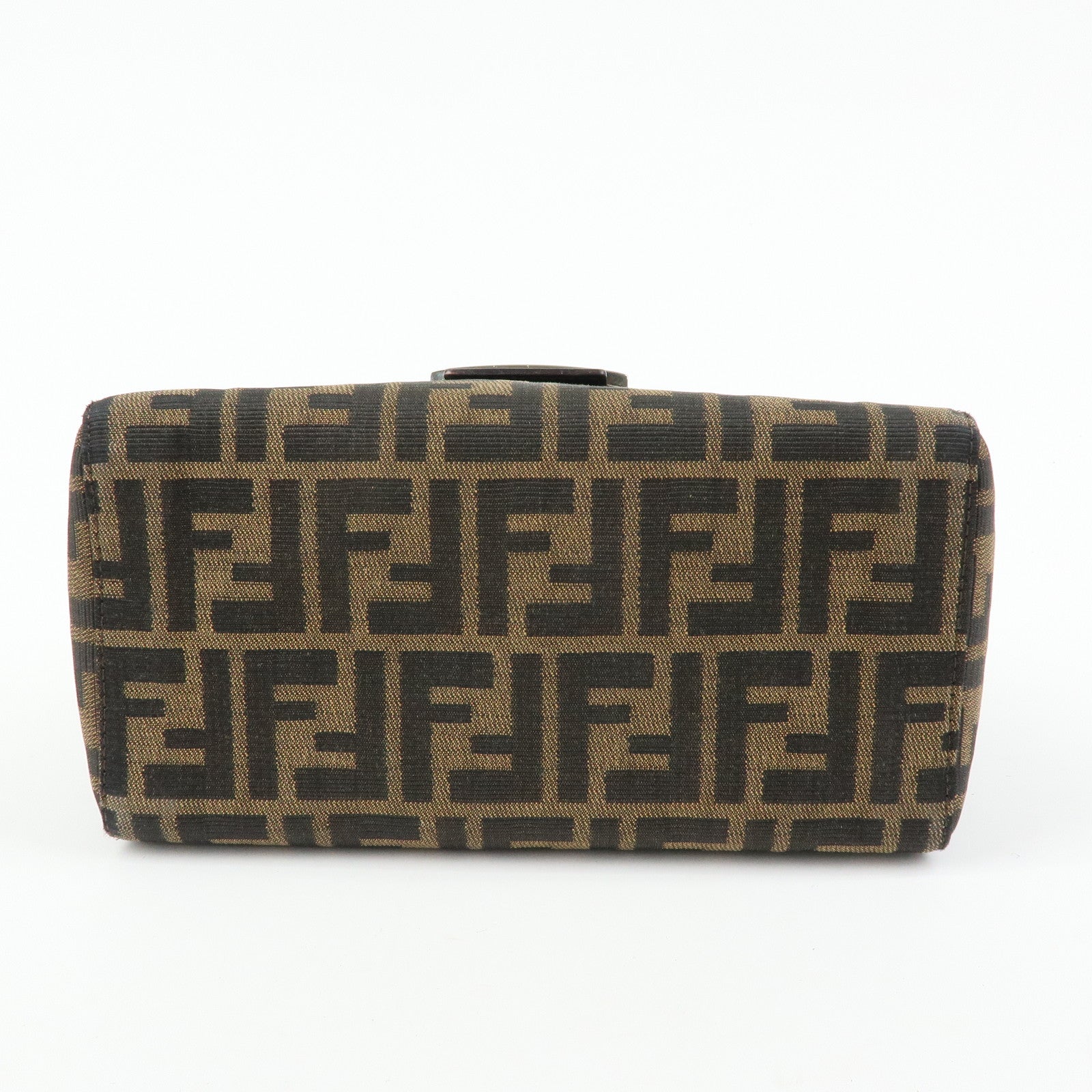 FENDI ZUCCA Canvas Leather Hand Bag Shoulder Bag Brown