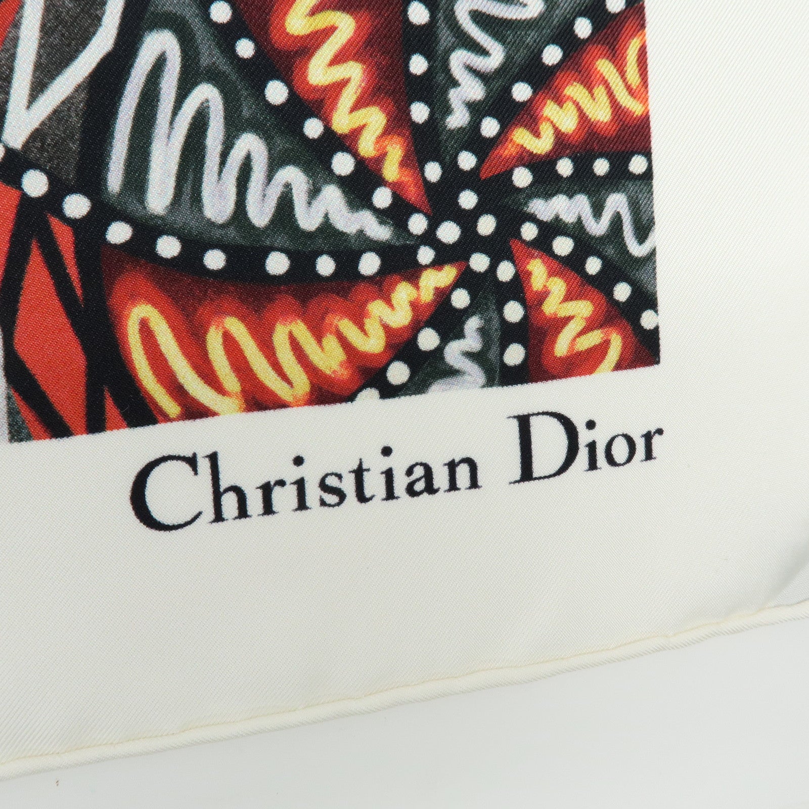 Christian Dior Silk 100% Scarf Butterfly Pattern White Black Pink