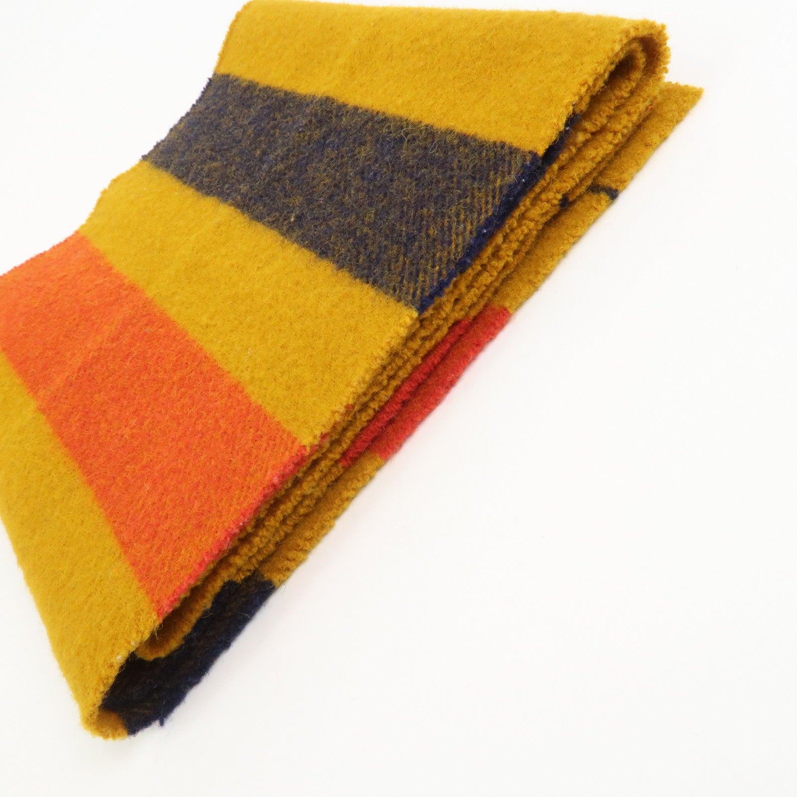 HERMES Rocabar logo Wool 100% Scarf Stole Muffler Yellow
