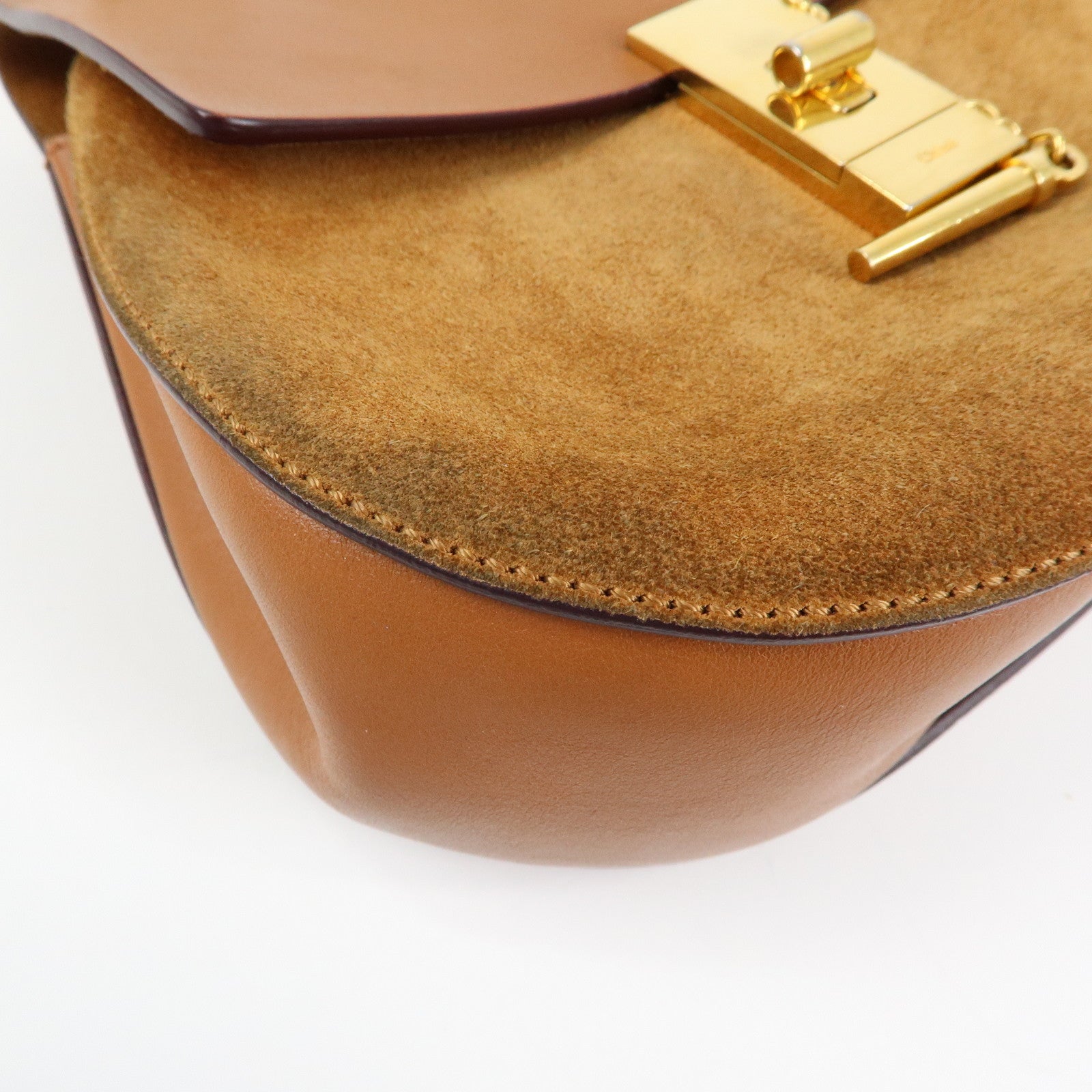 Chloe Drew Leather Suede Shoulder Bag Crossbody Bag Brown