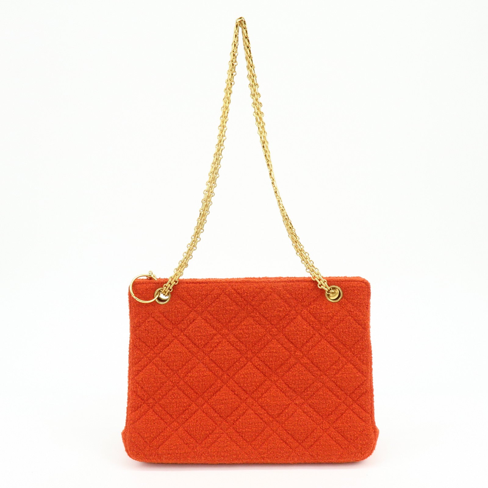 CHANEL COCO Mark Tweed Chain Shoulder Bag Hand Bag Red