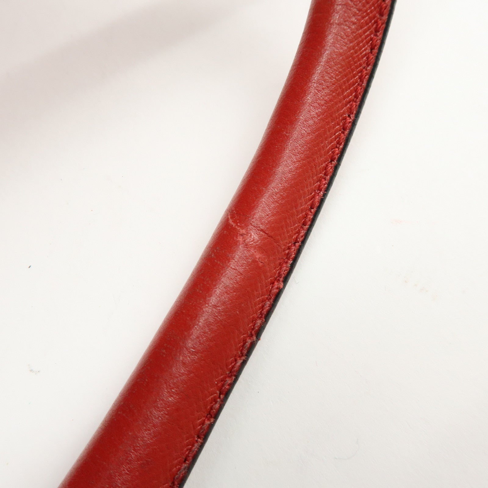 PRADA Triangle Logo Saffiano Leather Shoulder Bag Hand Bag Red