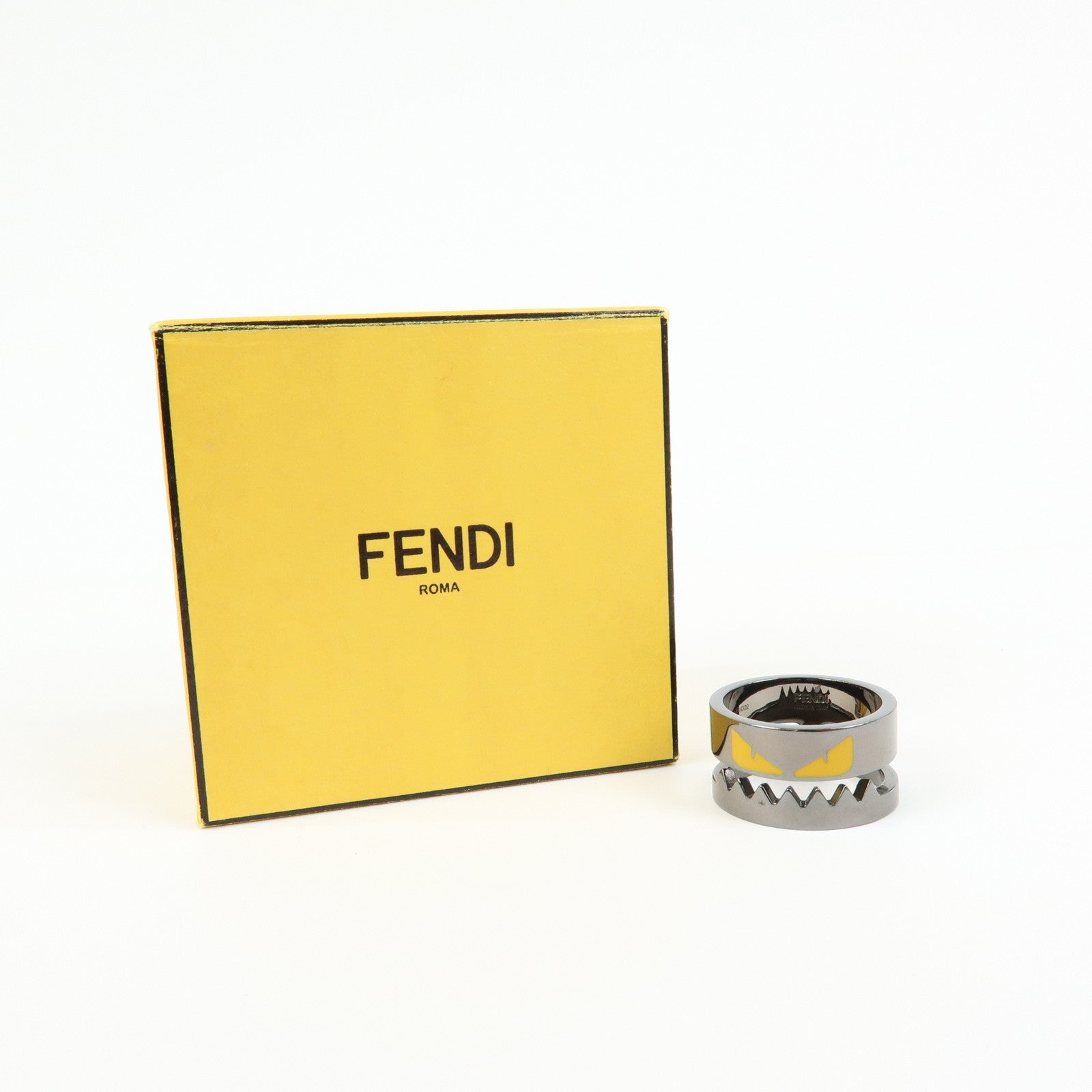 FENDI Monster Metal Ring Black Silver US11.5 EU66 HK26 Size L