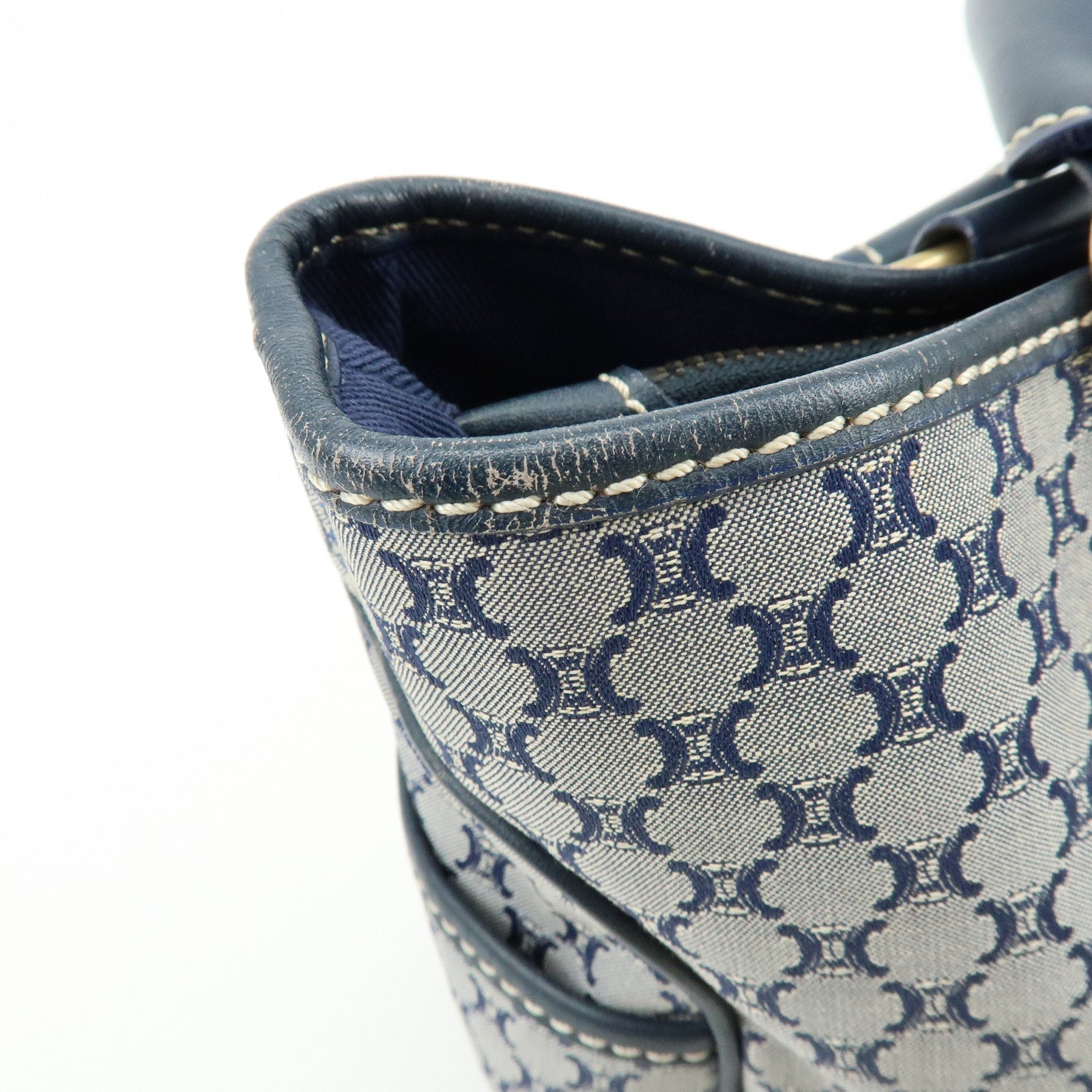 CELINE Macadam Canvas Leather Boogie Bag Hand Bag Navy