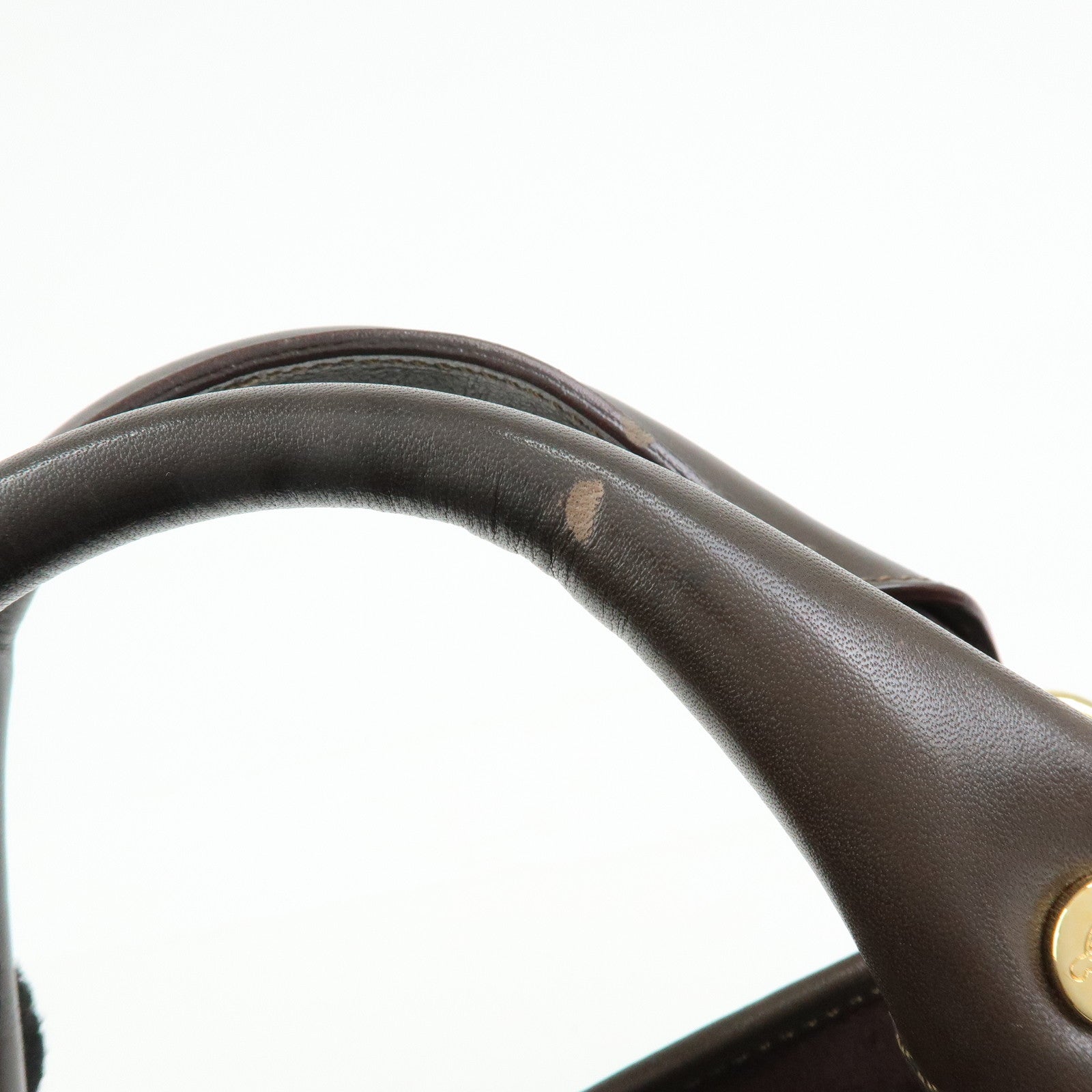 CELINE C Macadam Suede Leather Boogie Bag Hand Bag Brown