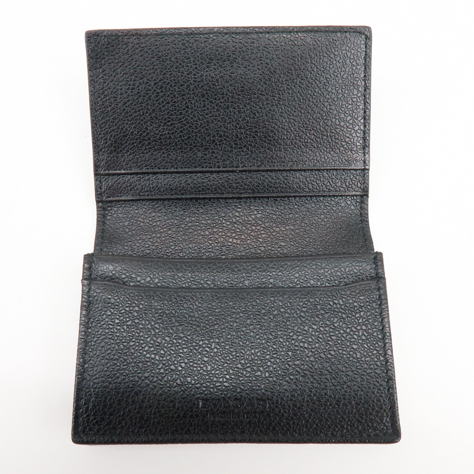 BVLGARI Millerighe Set of 2 PVC Leather Card Case Key Case Black