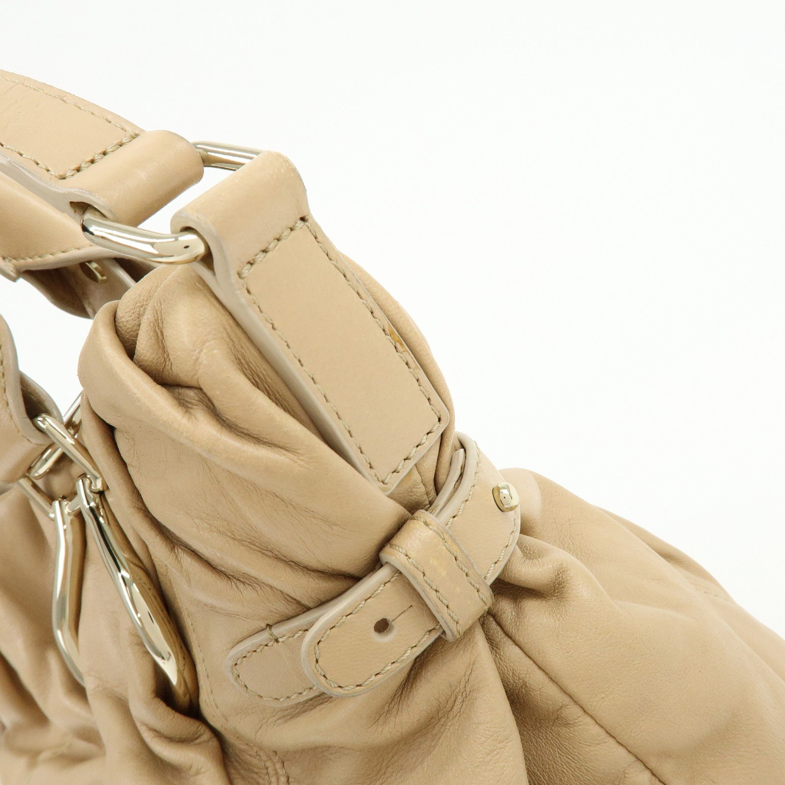 CELINE Macadam Leather 2WAY Bag Hand Bag Shoulder Bag Beige