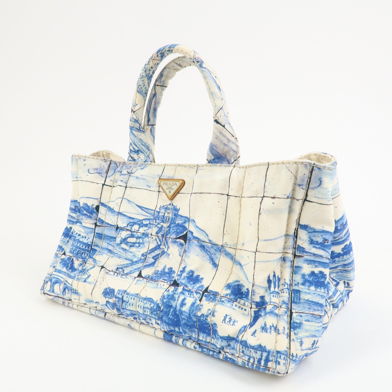PRADA Canapa Large Denim 2Way Bag Tote Bag Shoulder Bag Blue B1872B