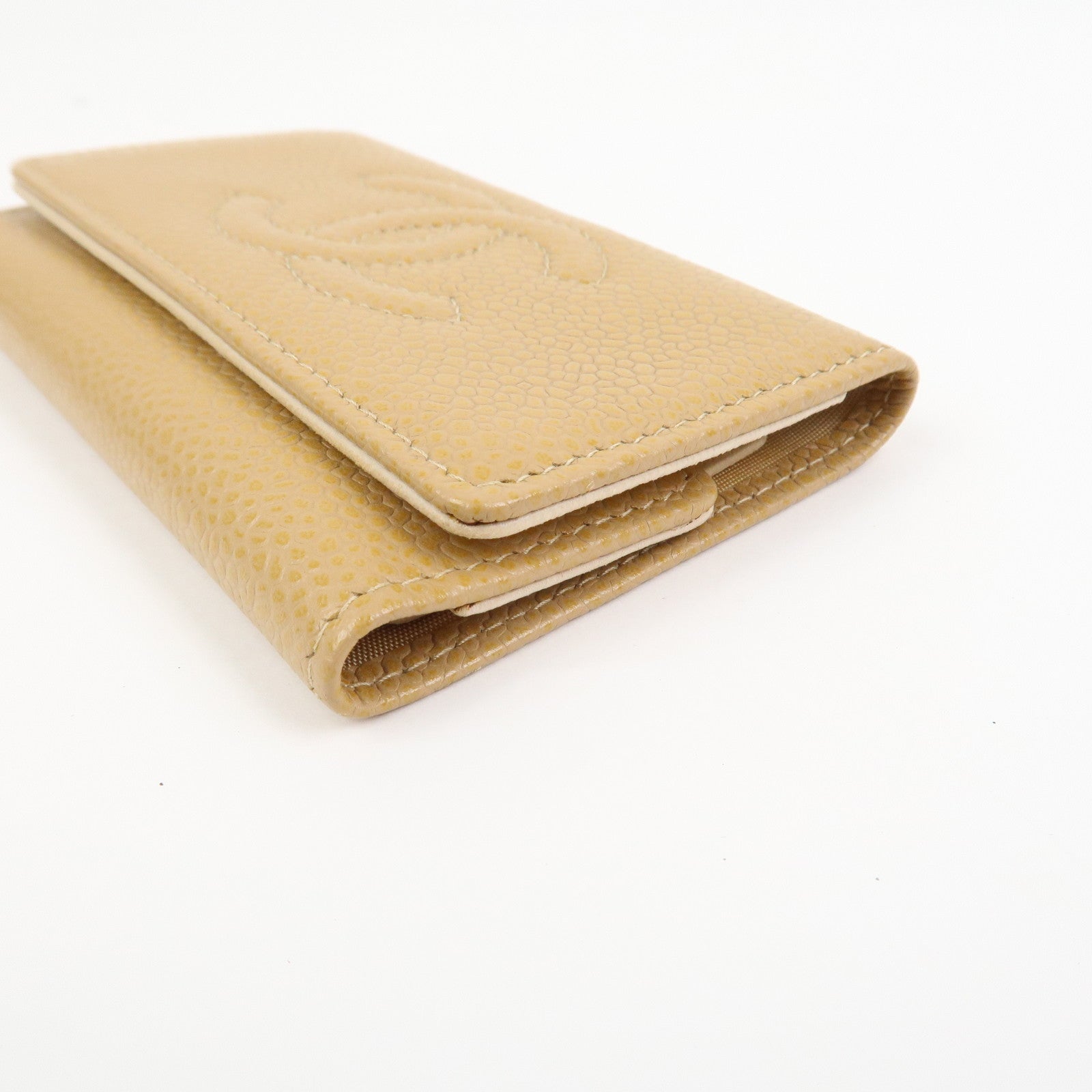 CHANEL COCO Mark Caviarskin Key Case Key Holder Light Brown