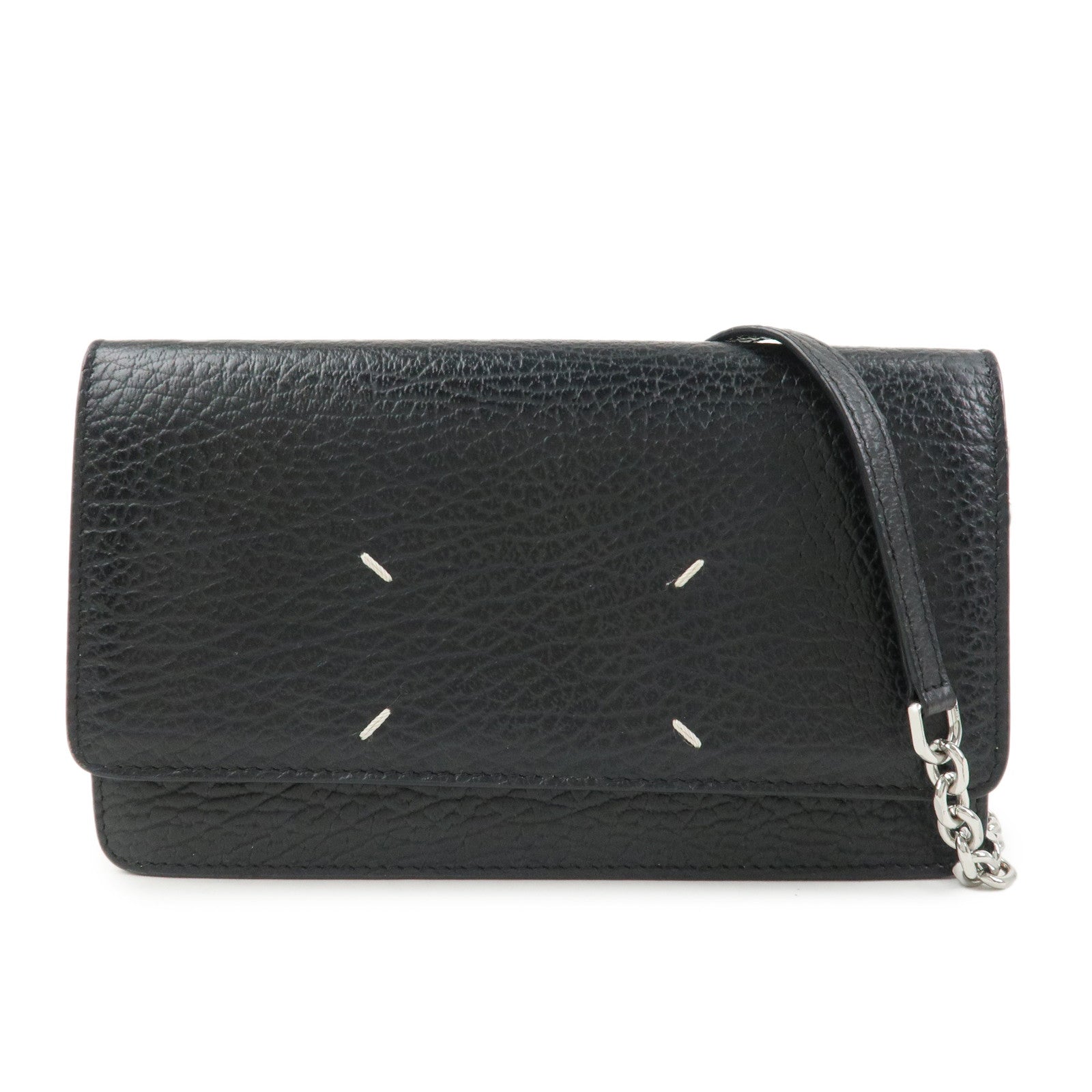 Maison Margiela Leather Shoulder Bag 4 Stitches Chain Wallet Black